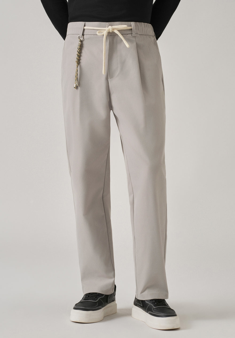 Light Grey Pleated Drawstring Pant