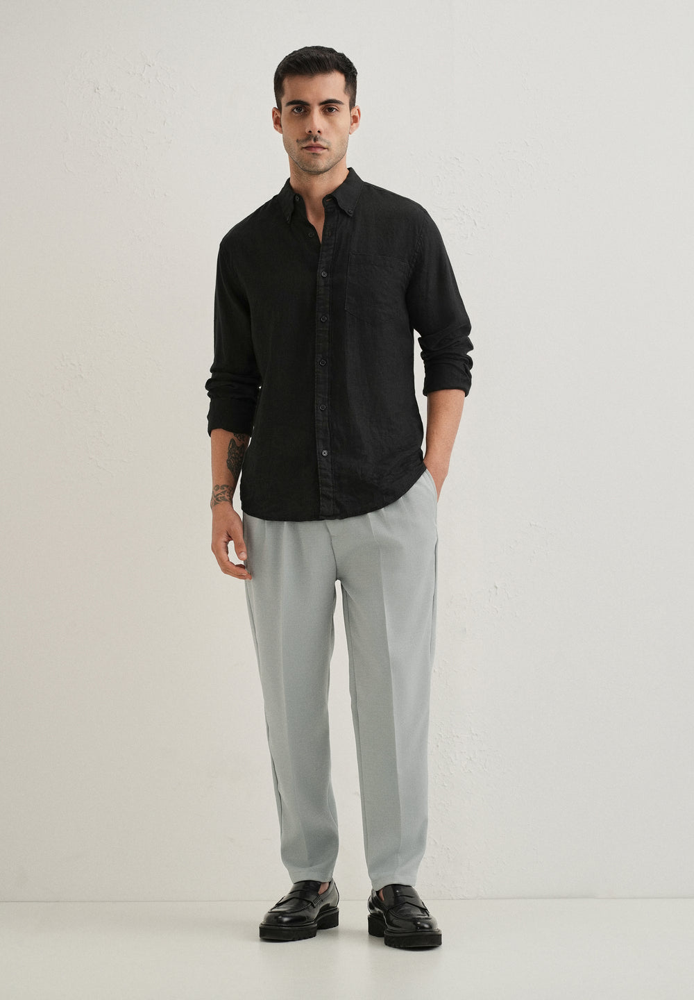 Light Grey Pleated Korean Pant