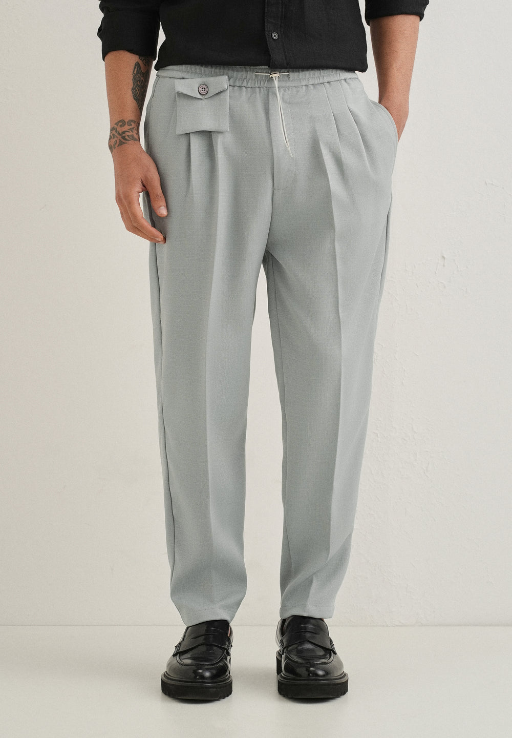 Light Grey Pleated Korean Pant