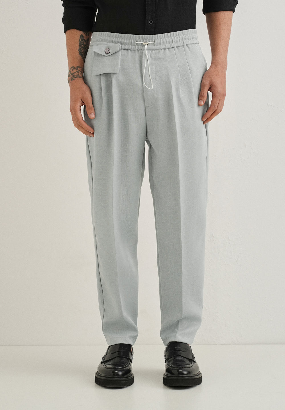 Light Grey Pleated Korean Pant