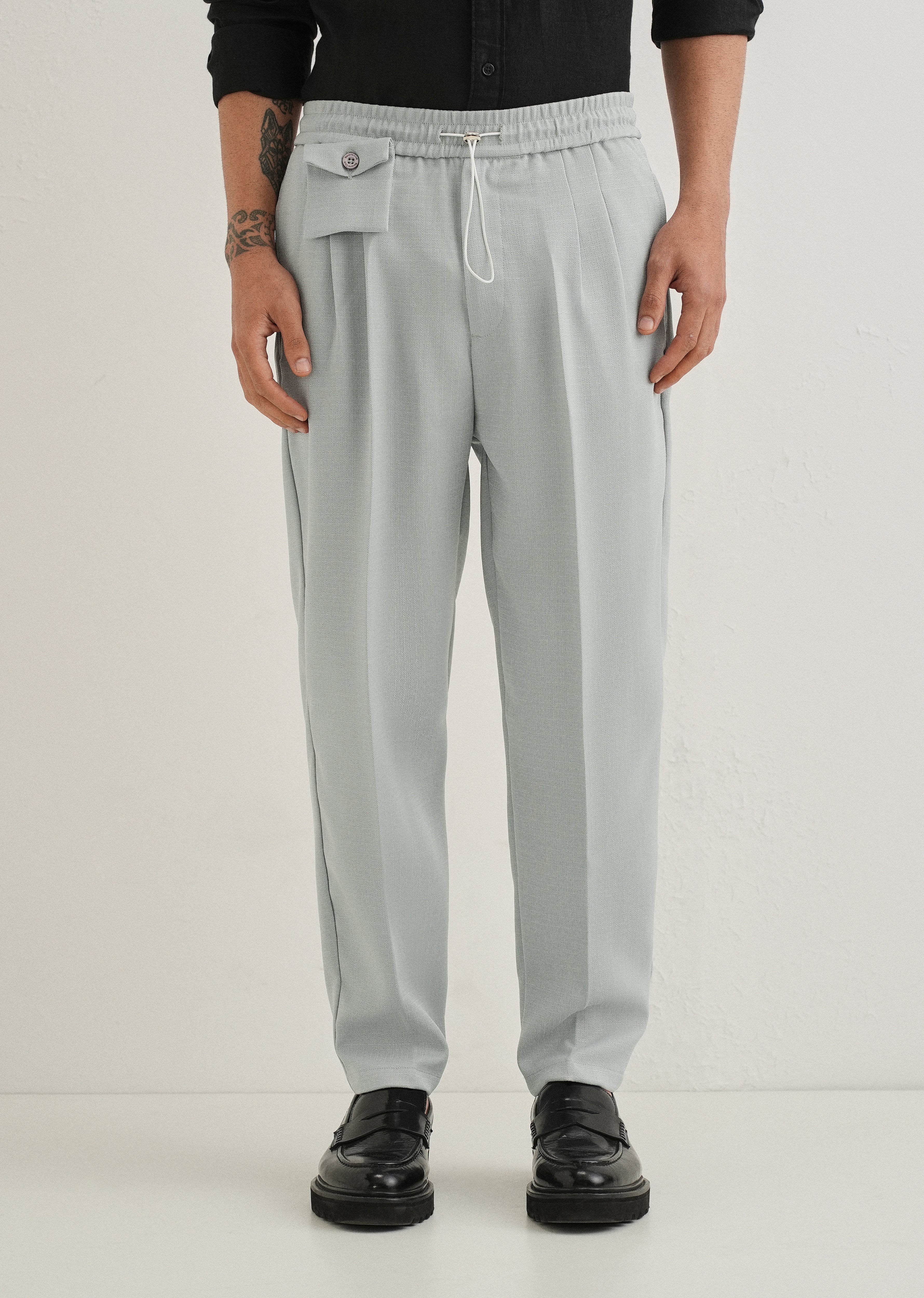 Light Grey Pleated Korean Pant
