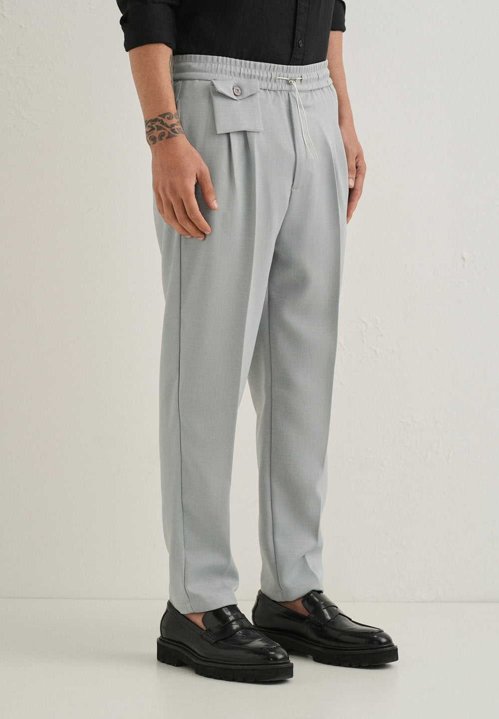 Light Grey Pleated Korean Pant