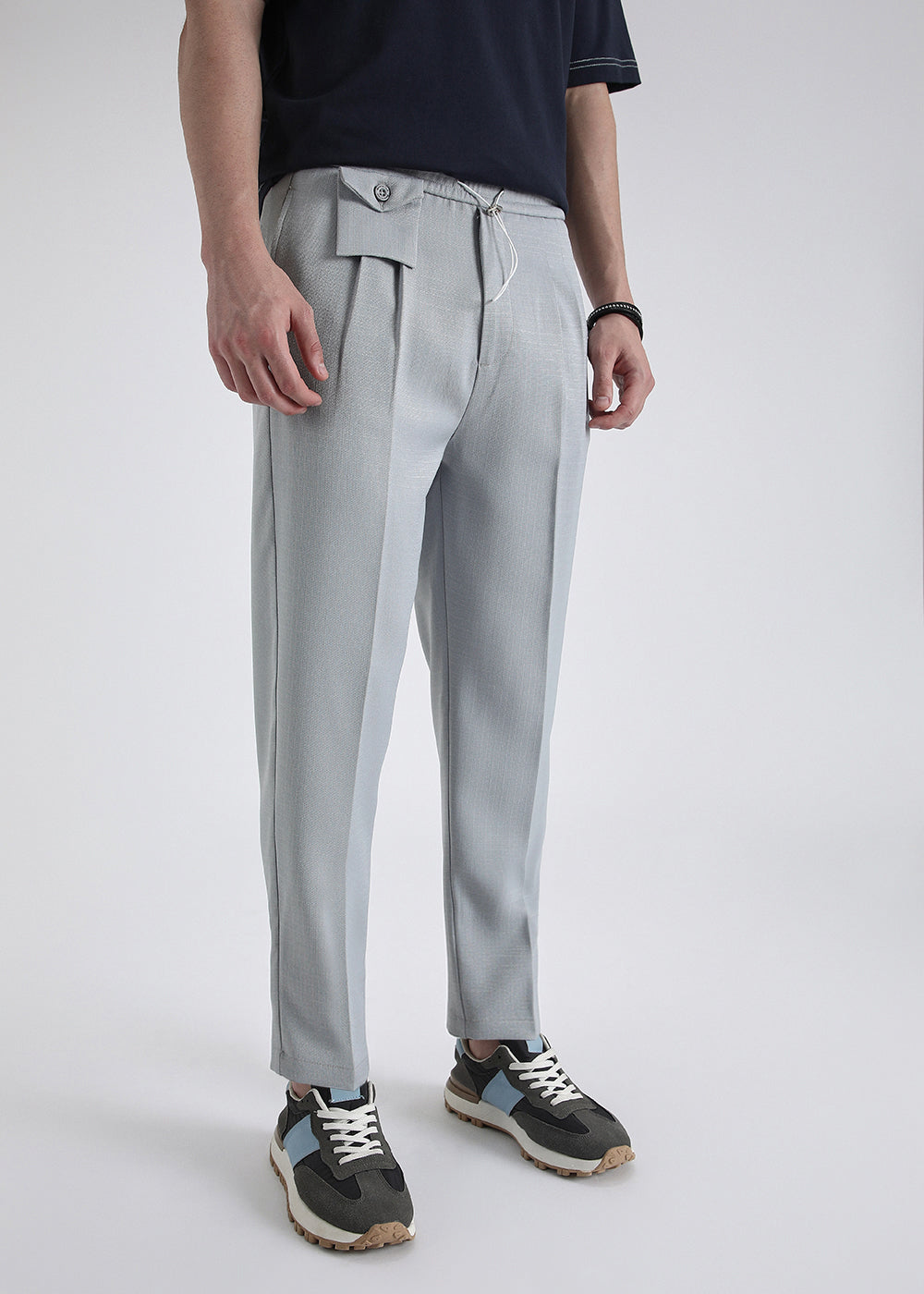 Light Grey Pleated Korean Pant