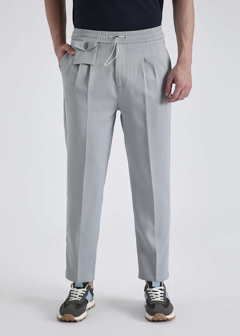 Light Grey Pleated Korean Pant