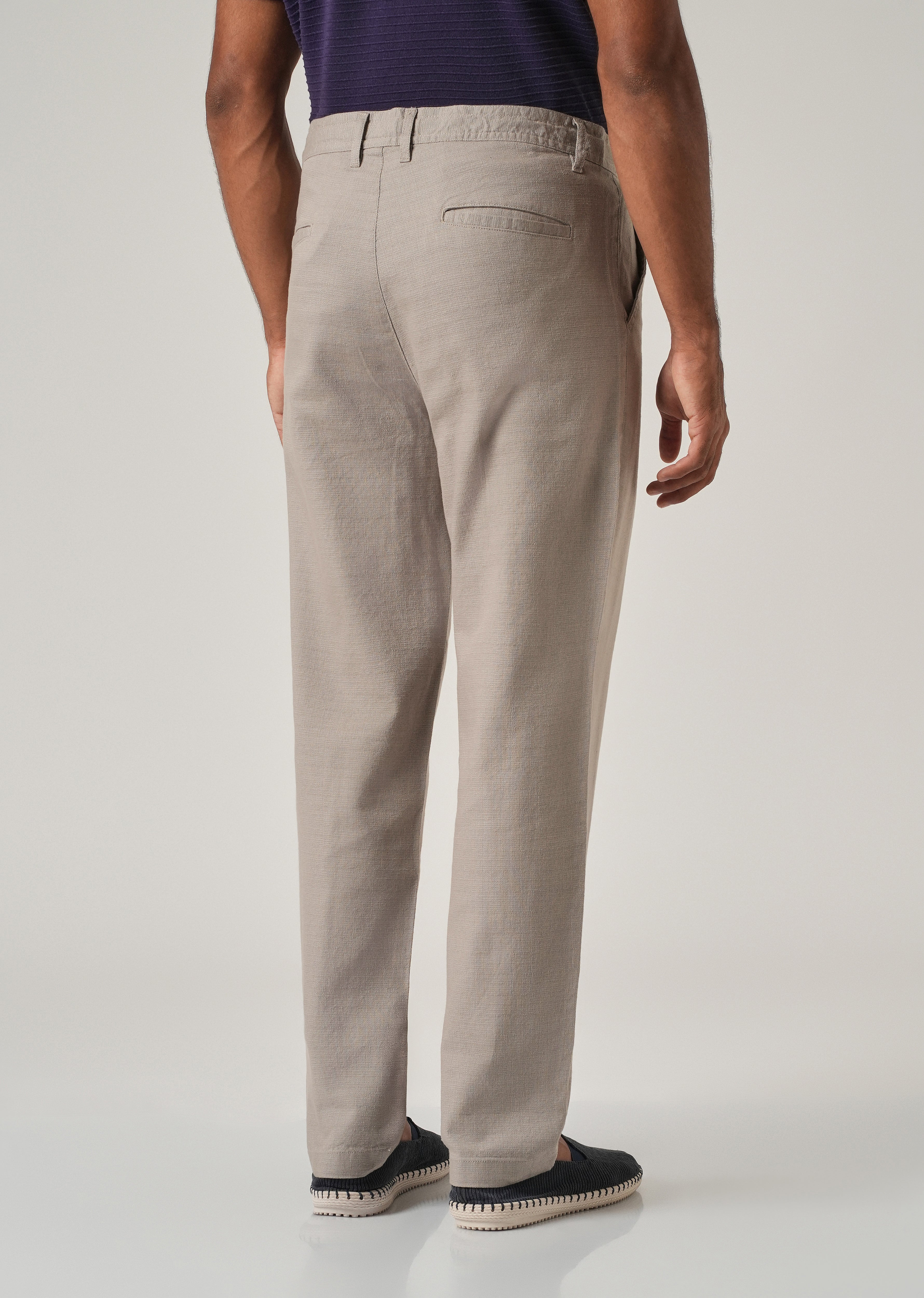 Light Grey Linen-Look Cotton Trousers