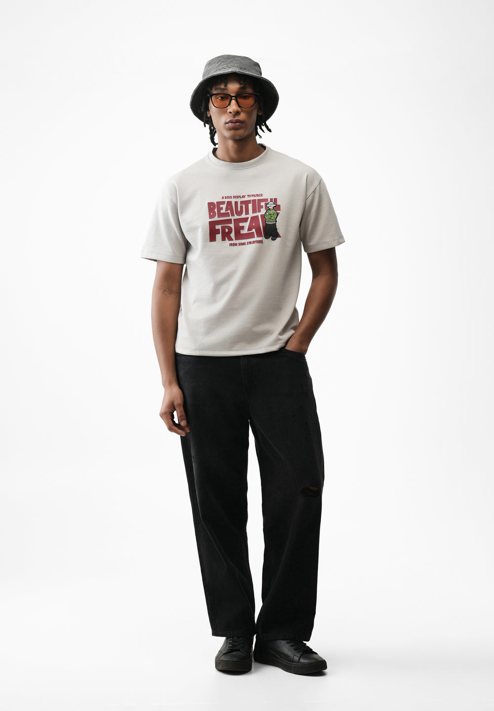 Light Grey Rubber Print T-shirt