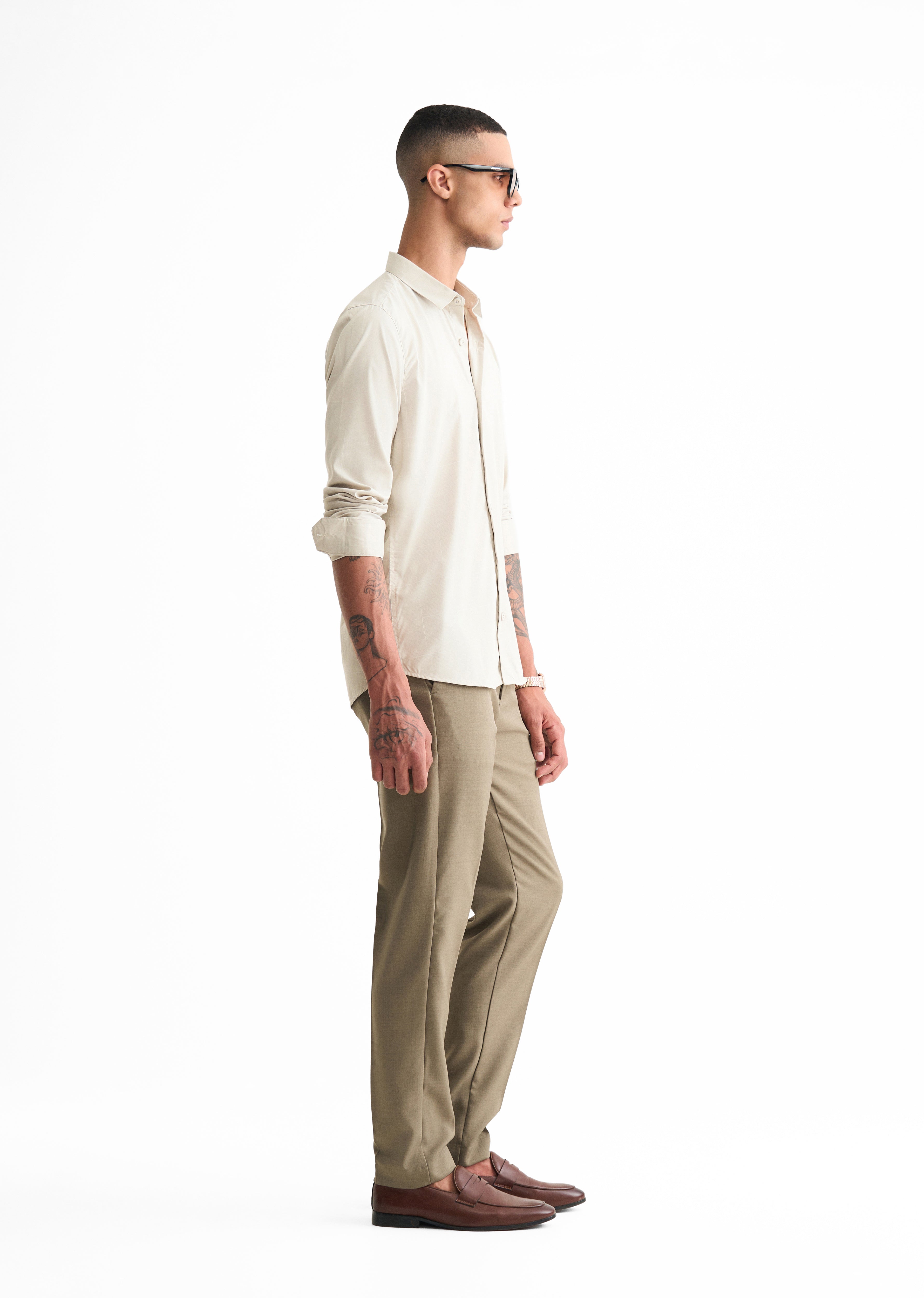 Light Grey Self Check Shirt