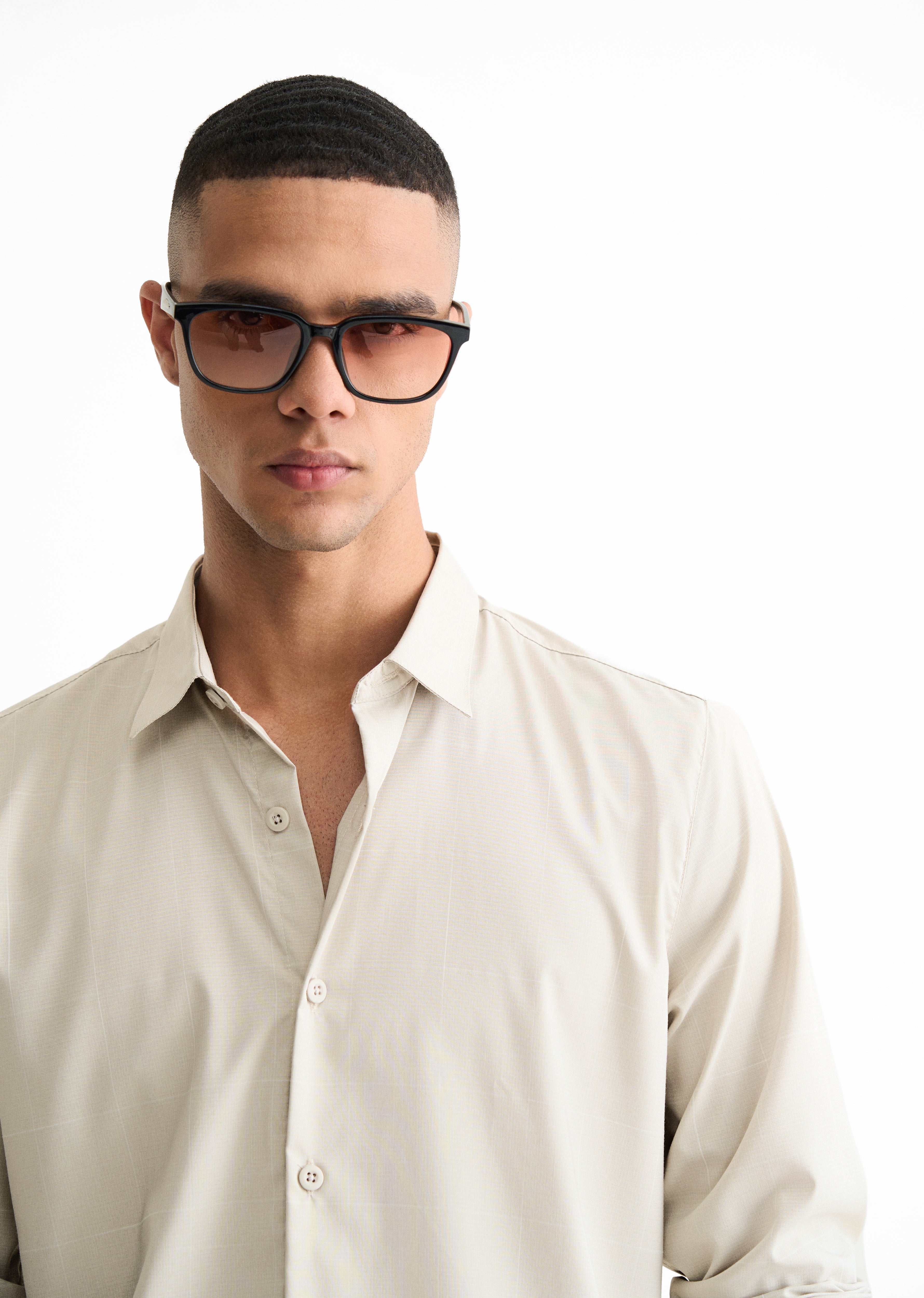 Light Grey Self Check Shirt