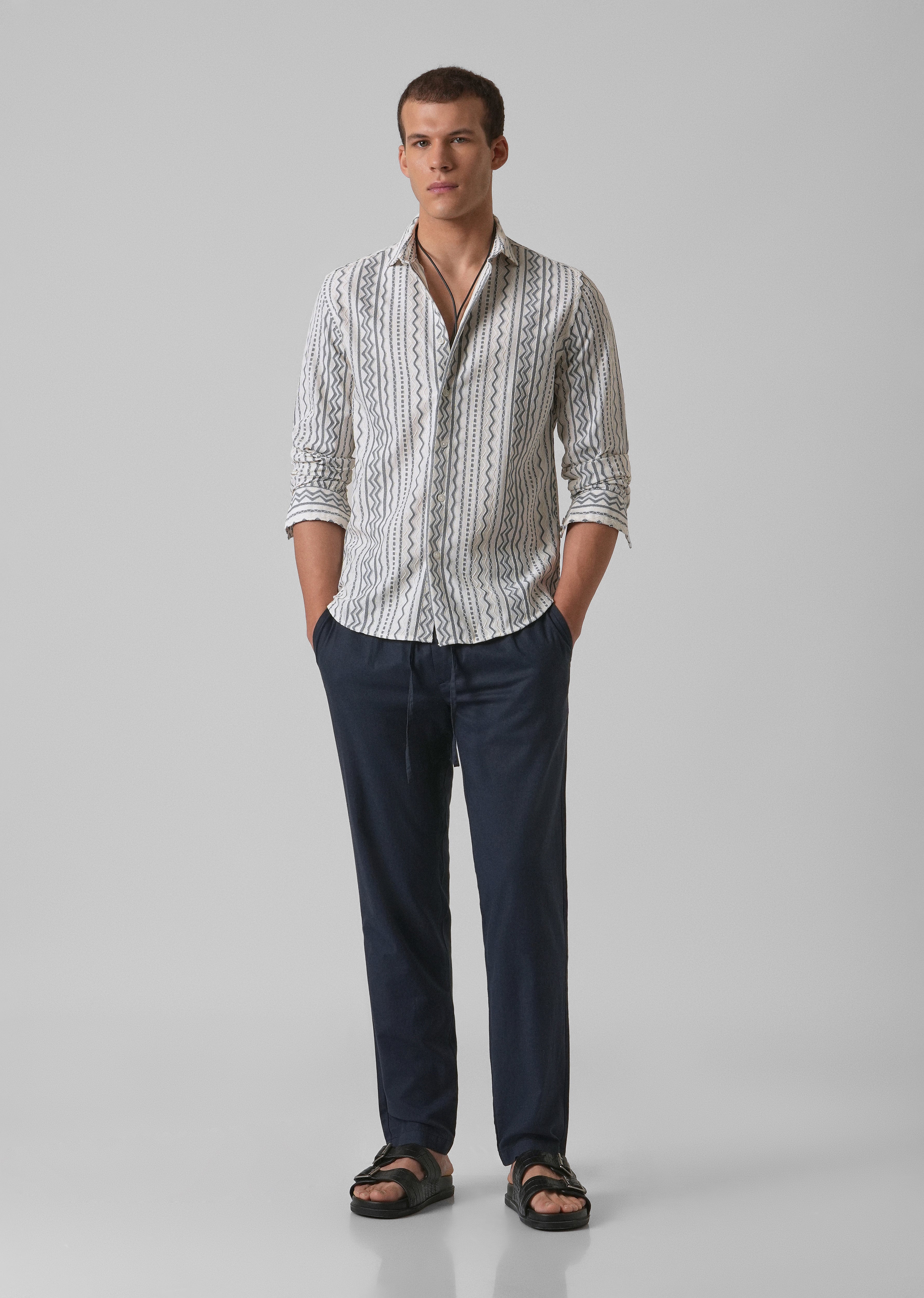 Light Grey Self Pattern Shirt