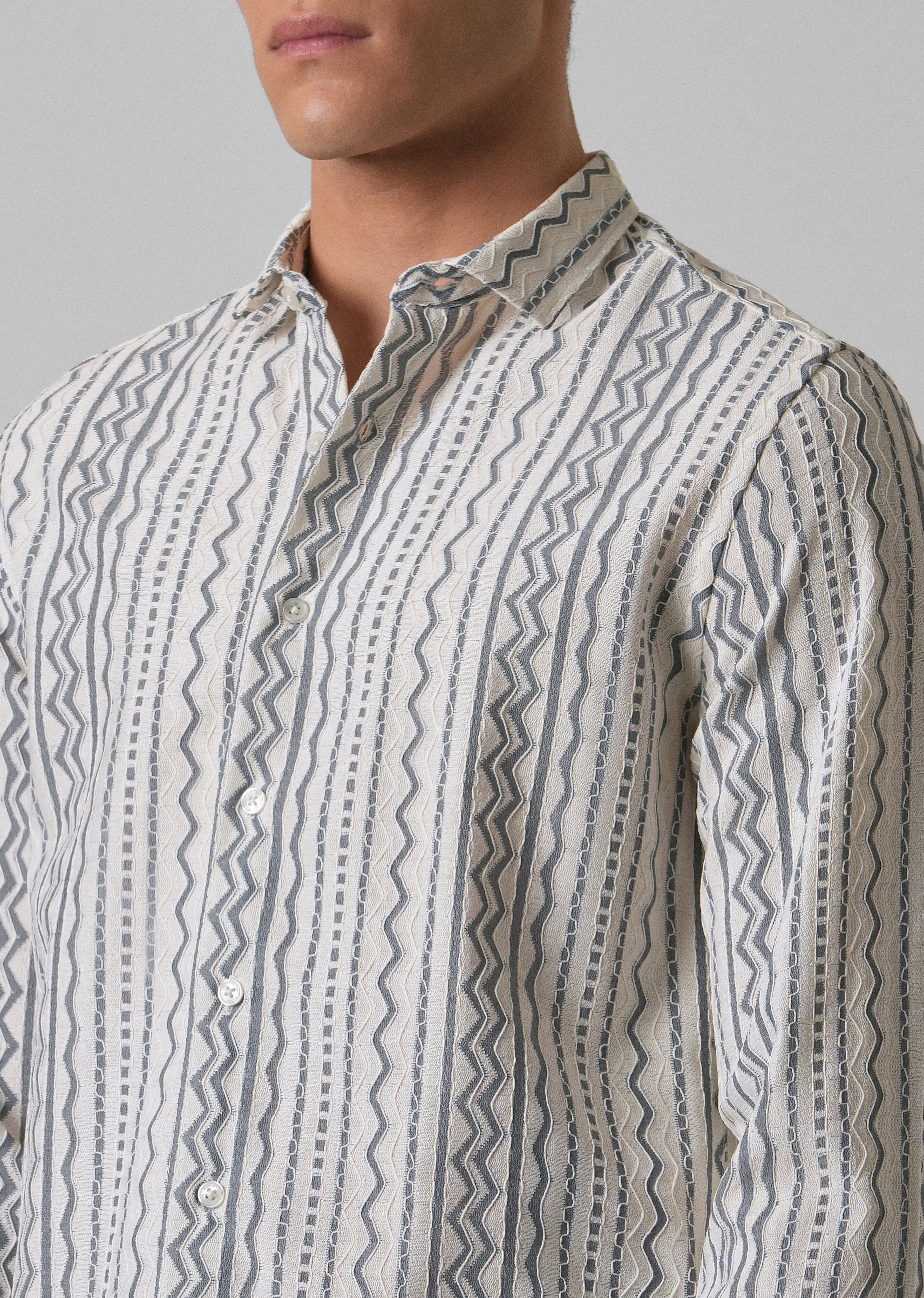 Light Grey Self Pattern Shirt