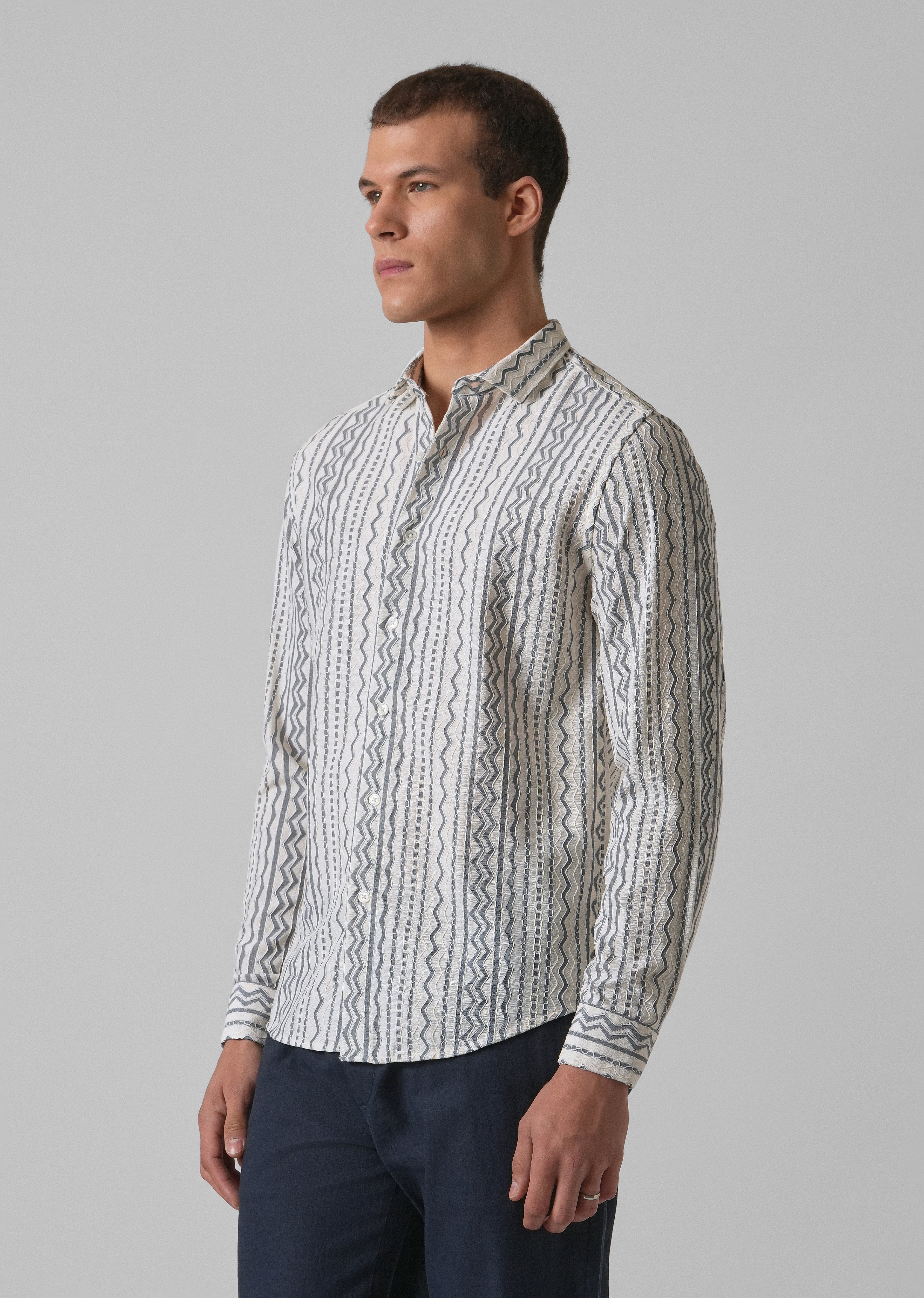 Light Grey Self Pattern Shirt