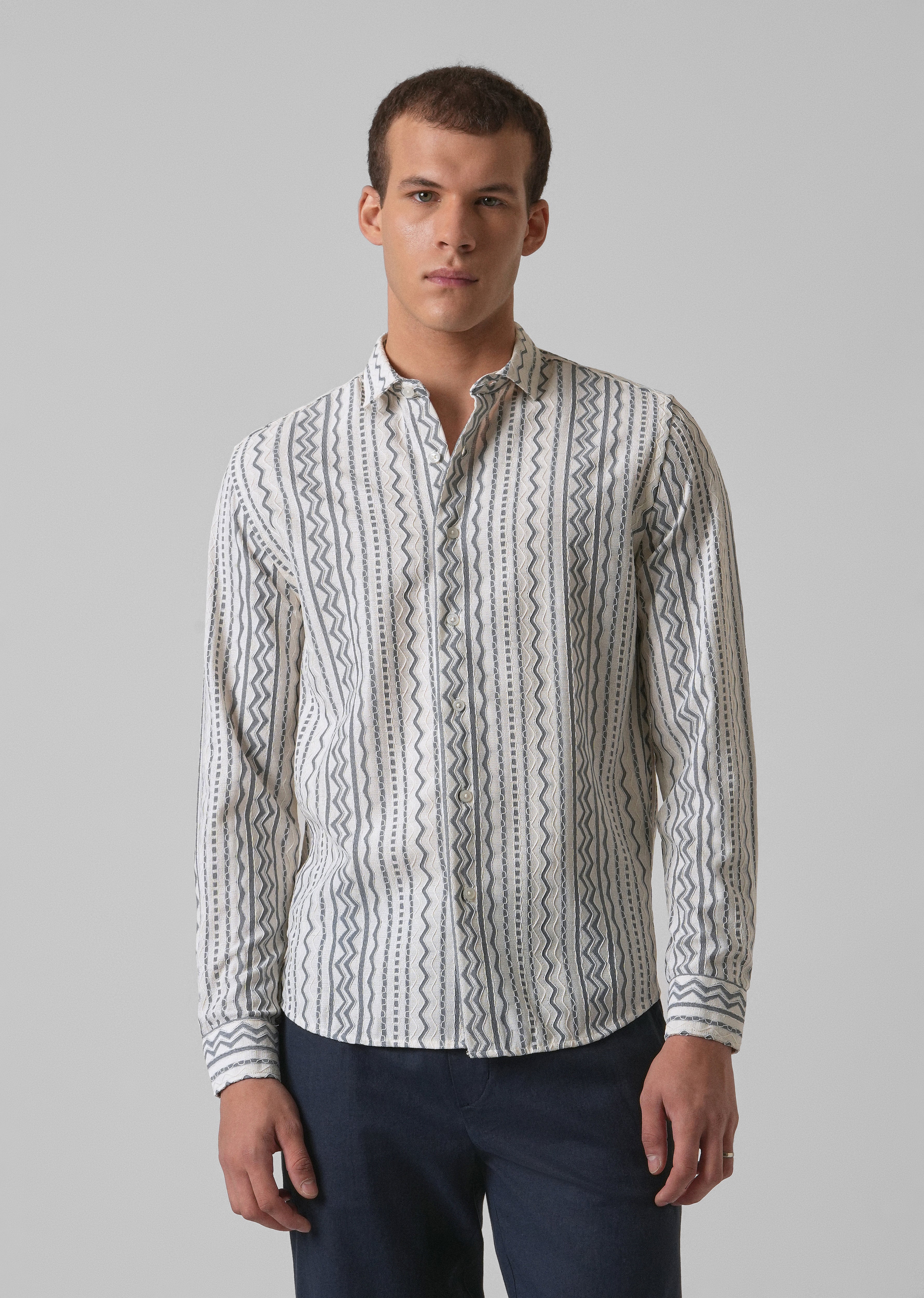 Light Grey Self Pattern Shirt