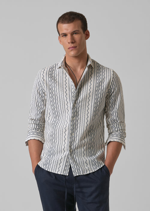 Light Grey Self Pattern Shirt