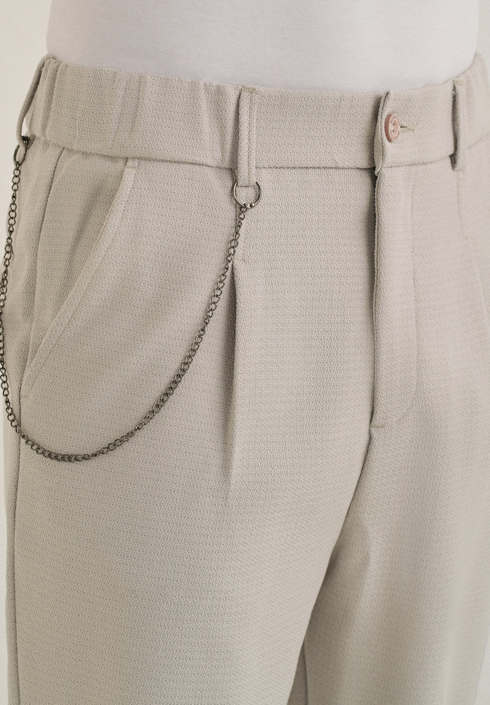 Light Grey Textured Korean Pant