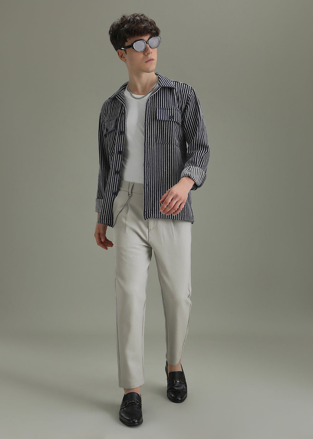 Light Grey Textured Korean Pant