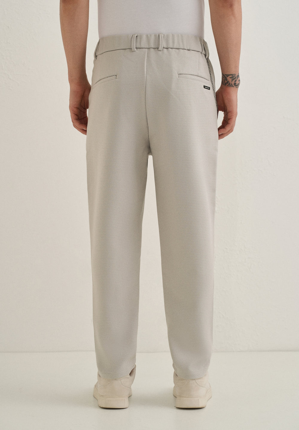 Light Grey Textured Korean Pant