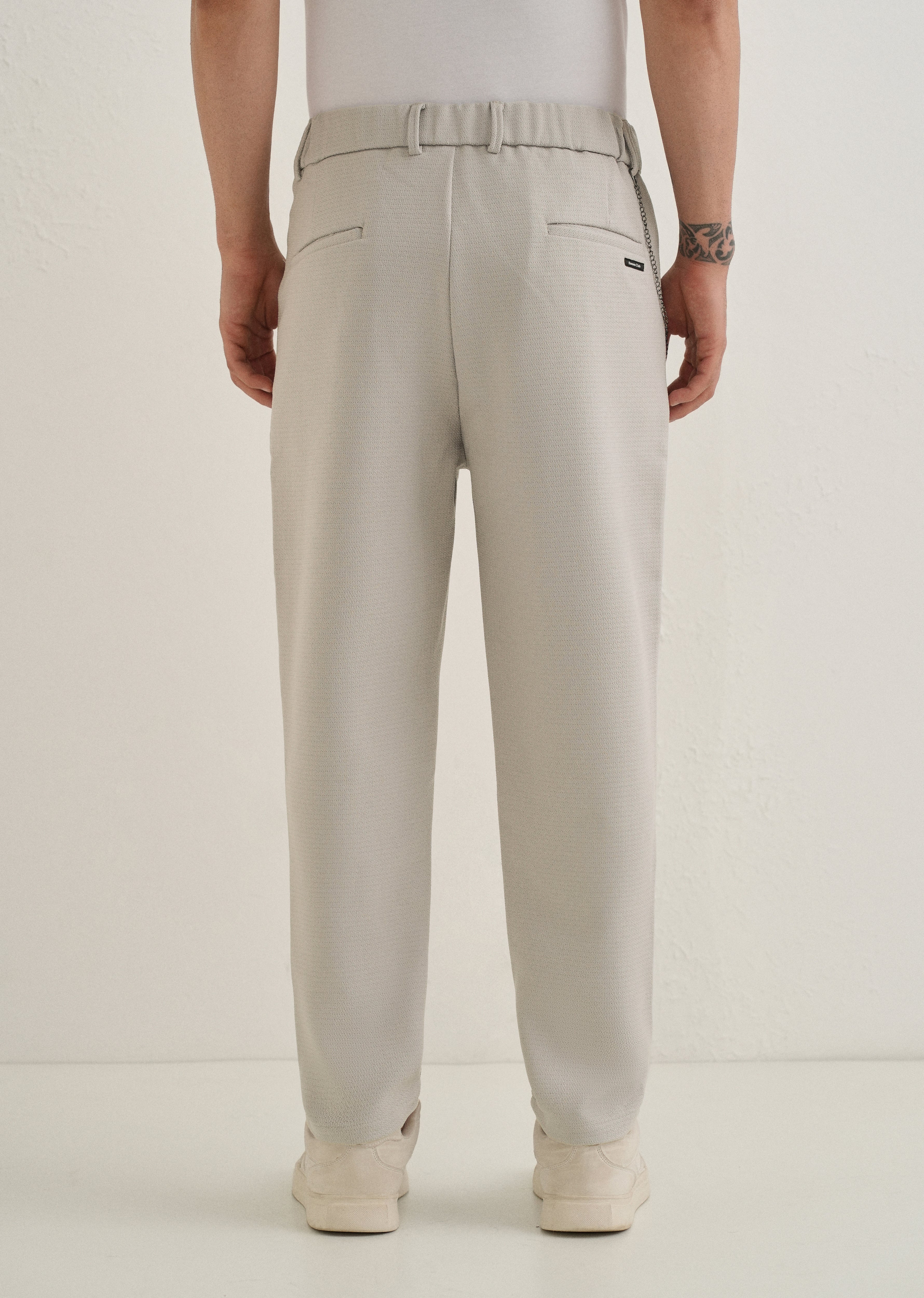 Light Grey Textured Korean Pant