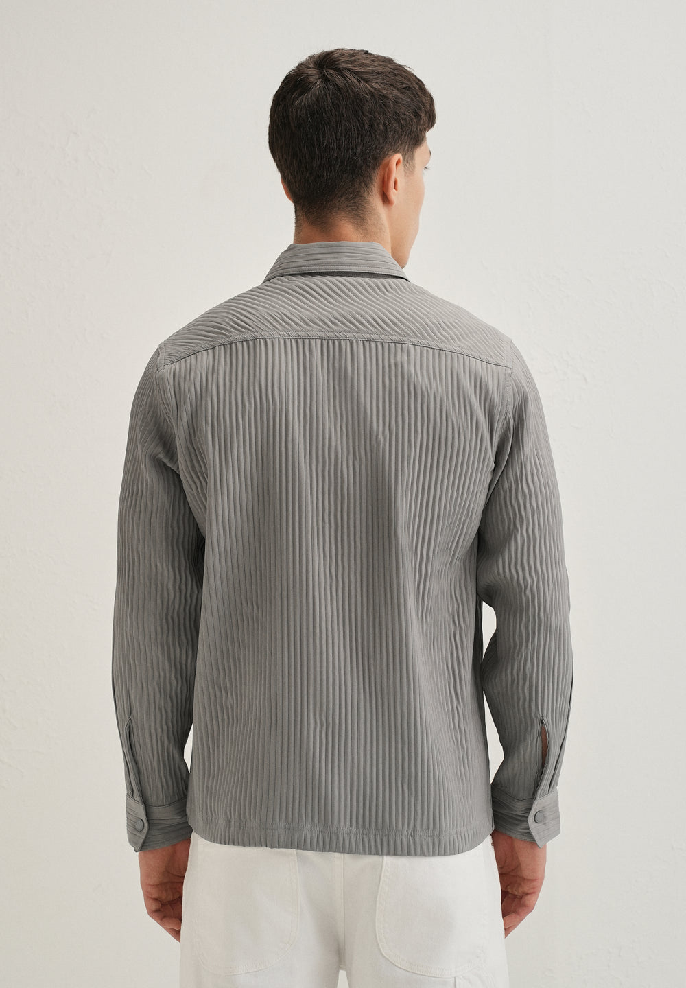 Light Grey Textured Utility Shacket