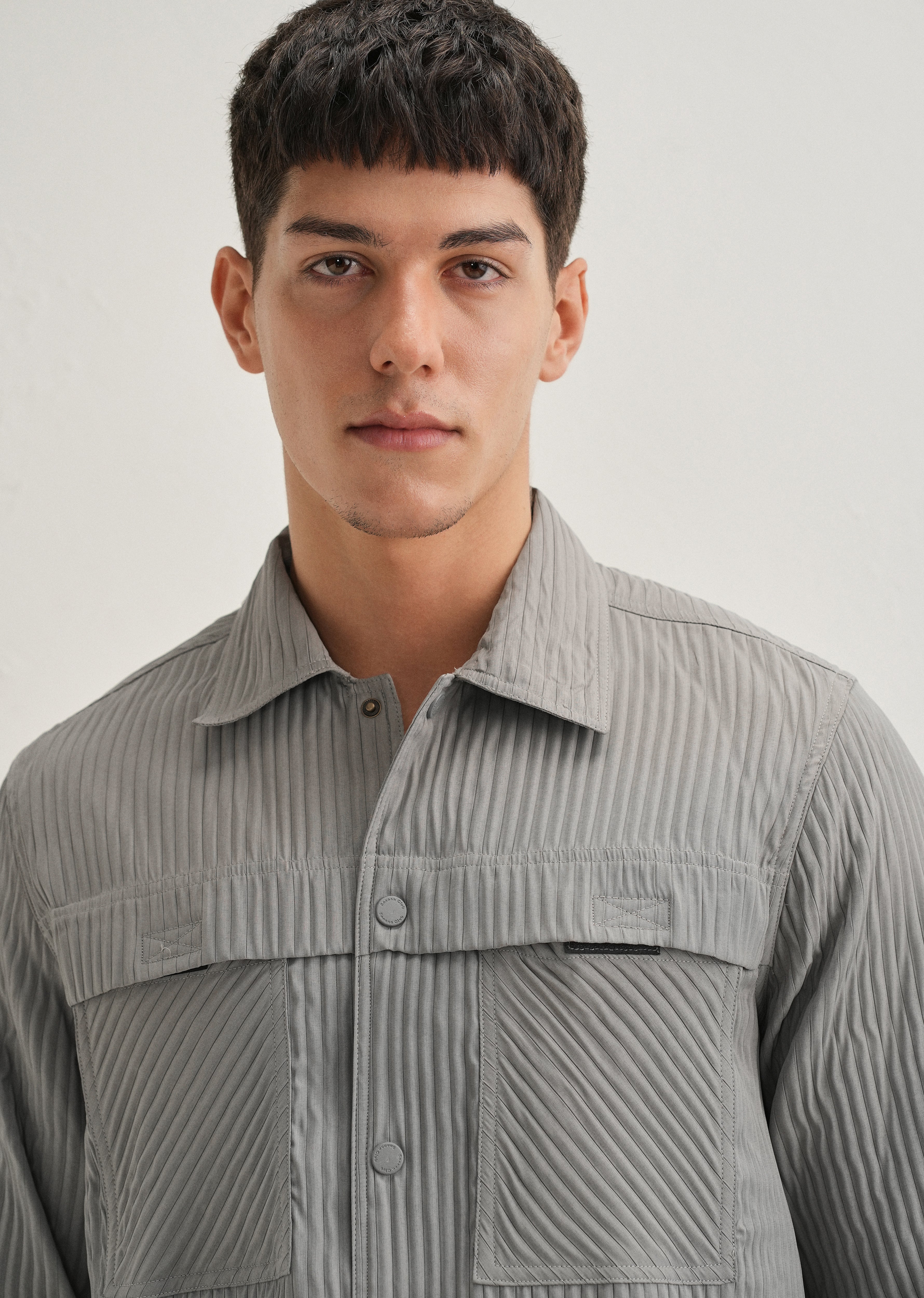 Light Grey Textured Utility Shacket