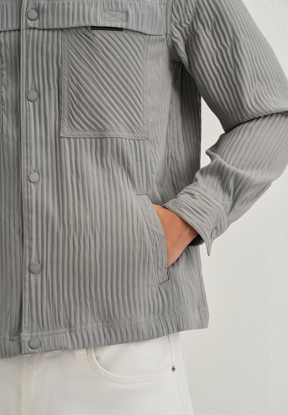 Light Grey Textured Utility Shacket