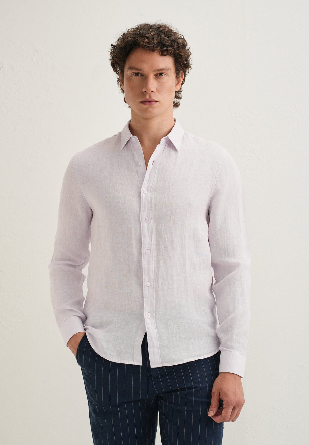 Light Lavender Pure Linen Shirt