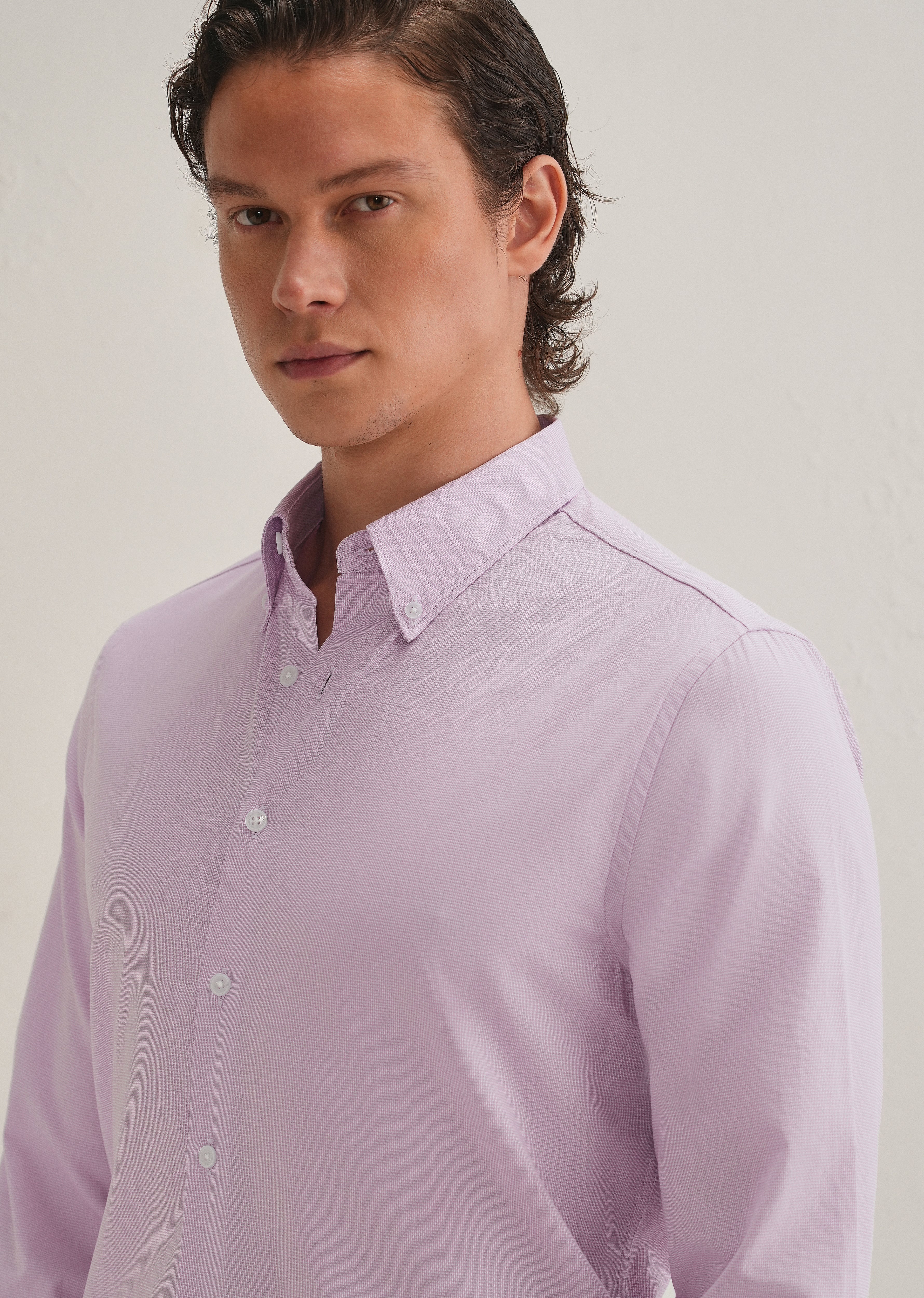 Light Lilac Houndstooth Dobby Check Shirt