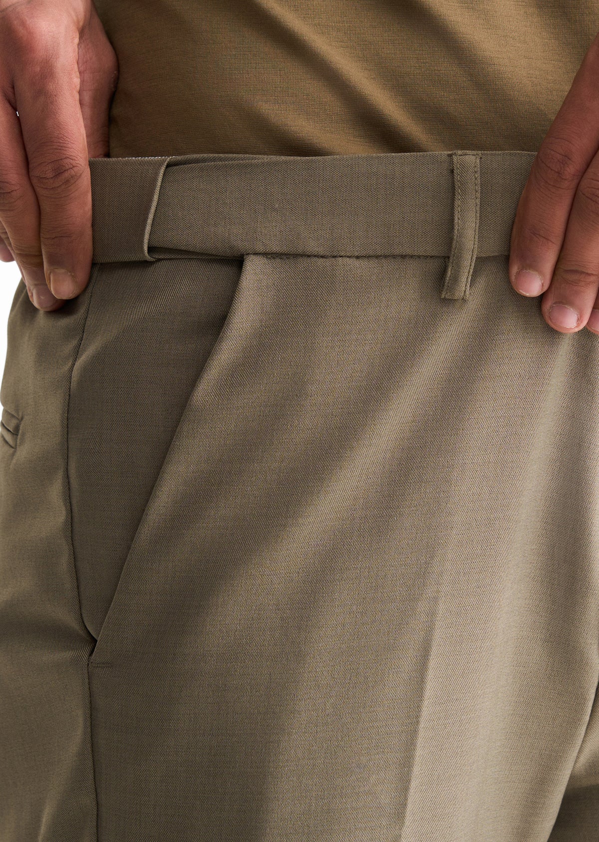 Light Olive Slim Fit Flex Waist Trouser