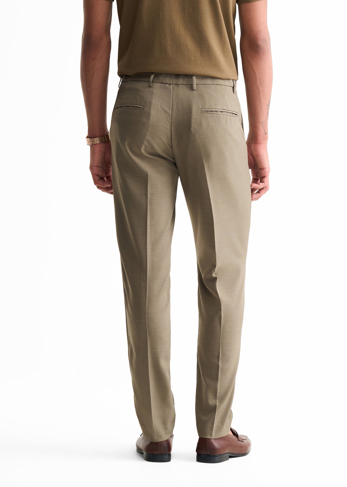 Light Olive Slim Fit Flex Waist Trouser
