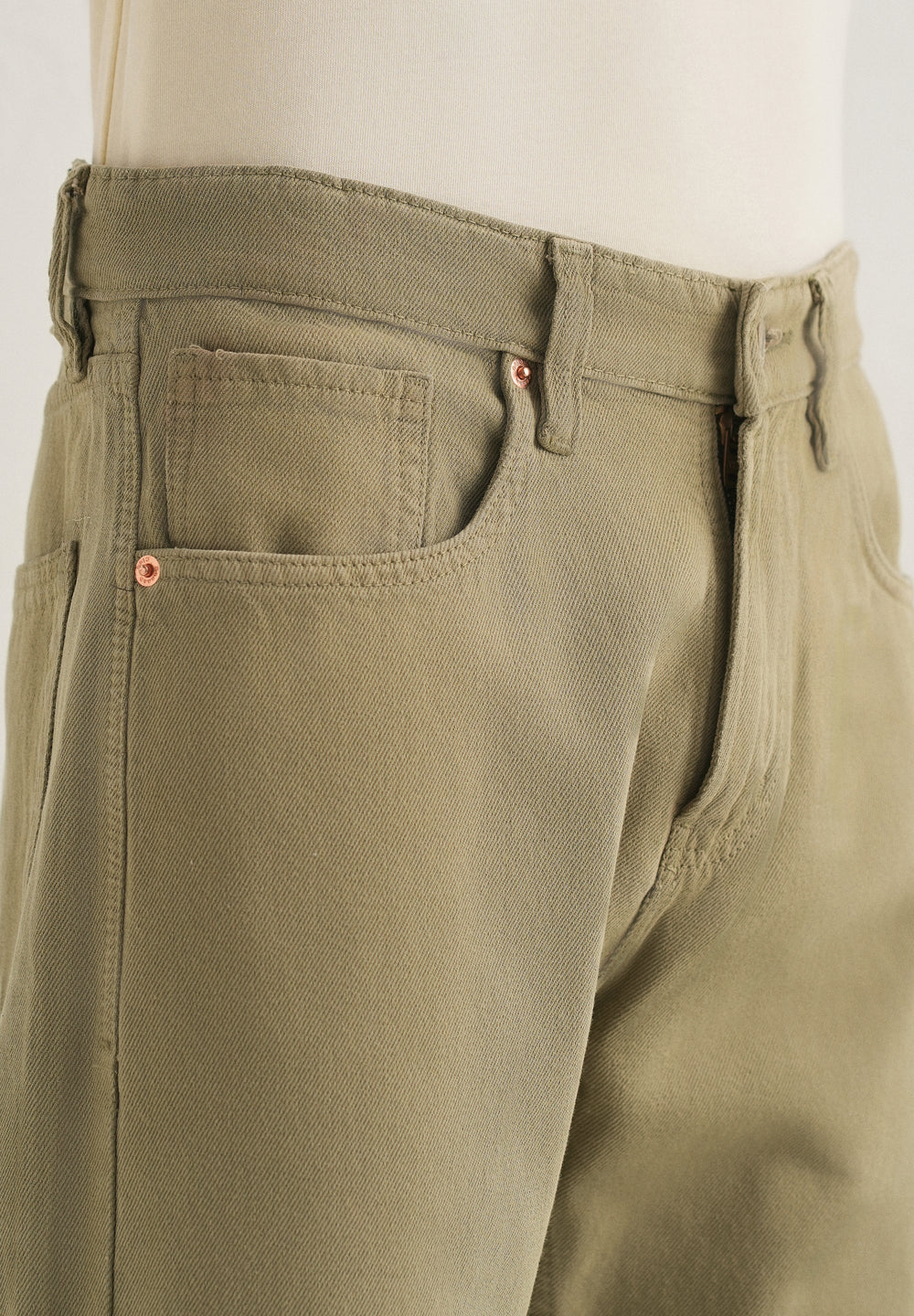 Light Olive Straight Fit Denim
