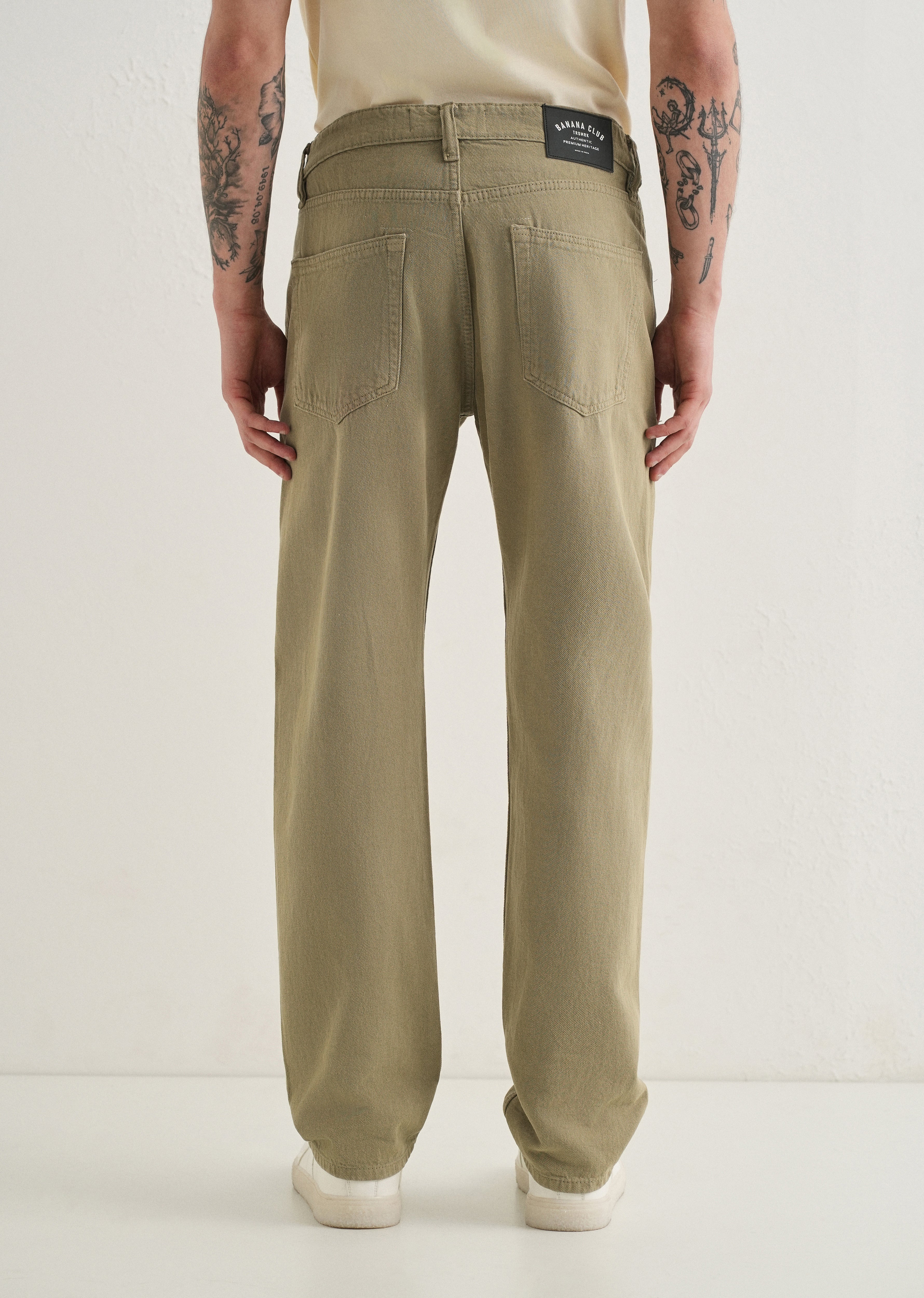 Light Olive Straight Fit Denim
