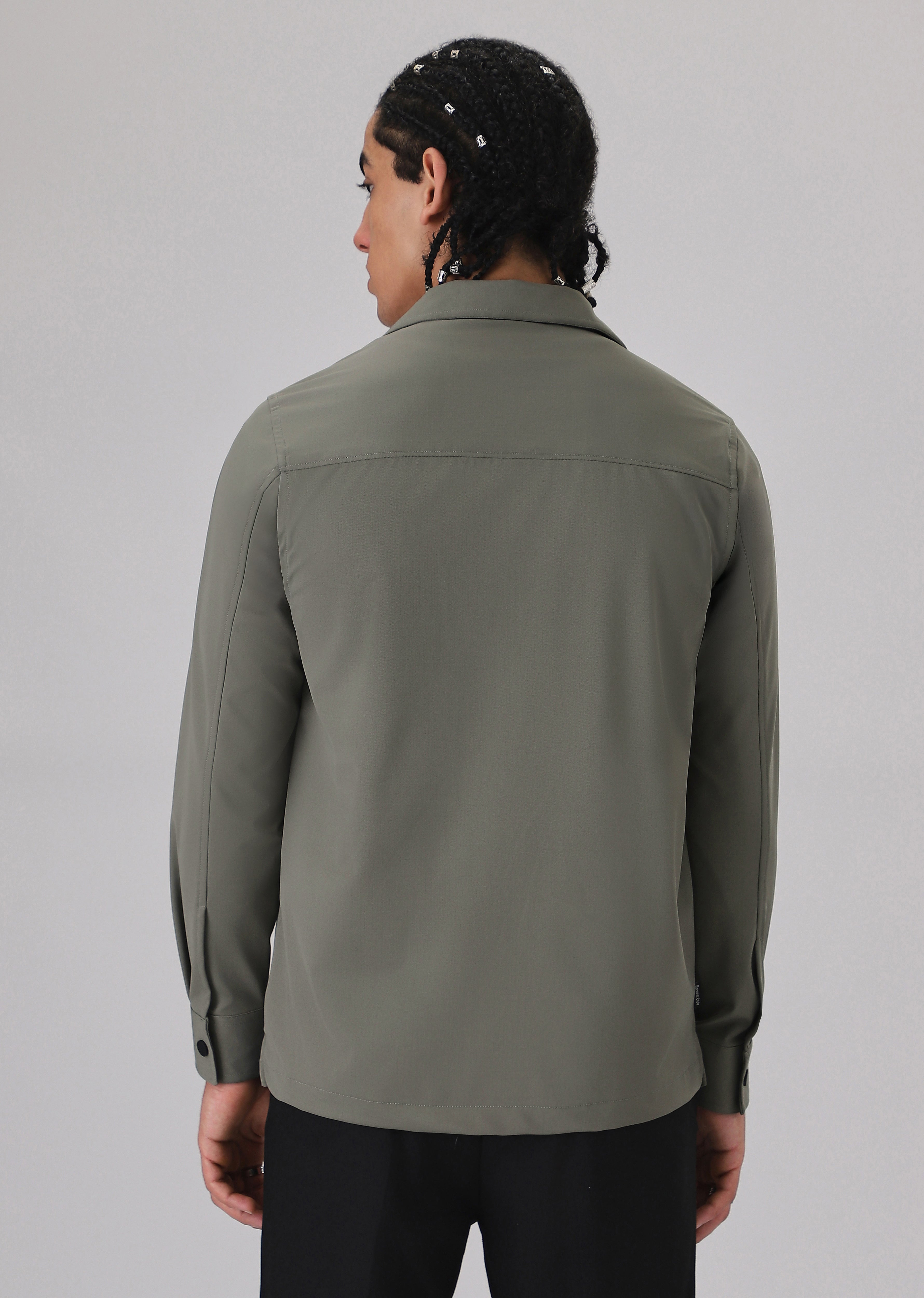 Light Olive Zipper Shacket