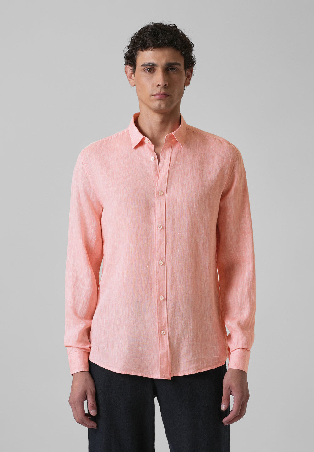 100% Pure Irish Light Peach Linen Shirt