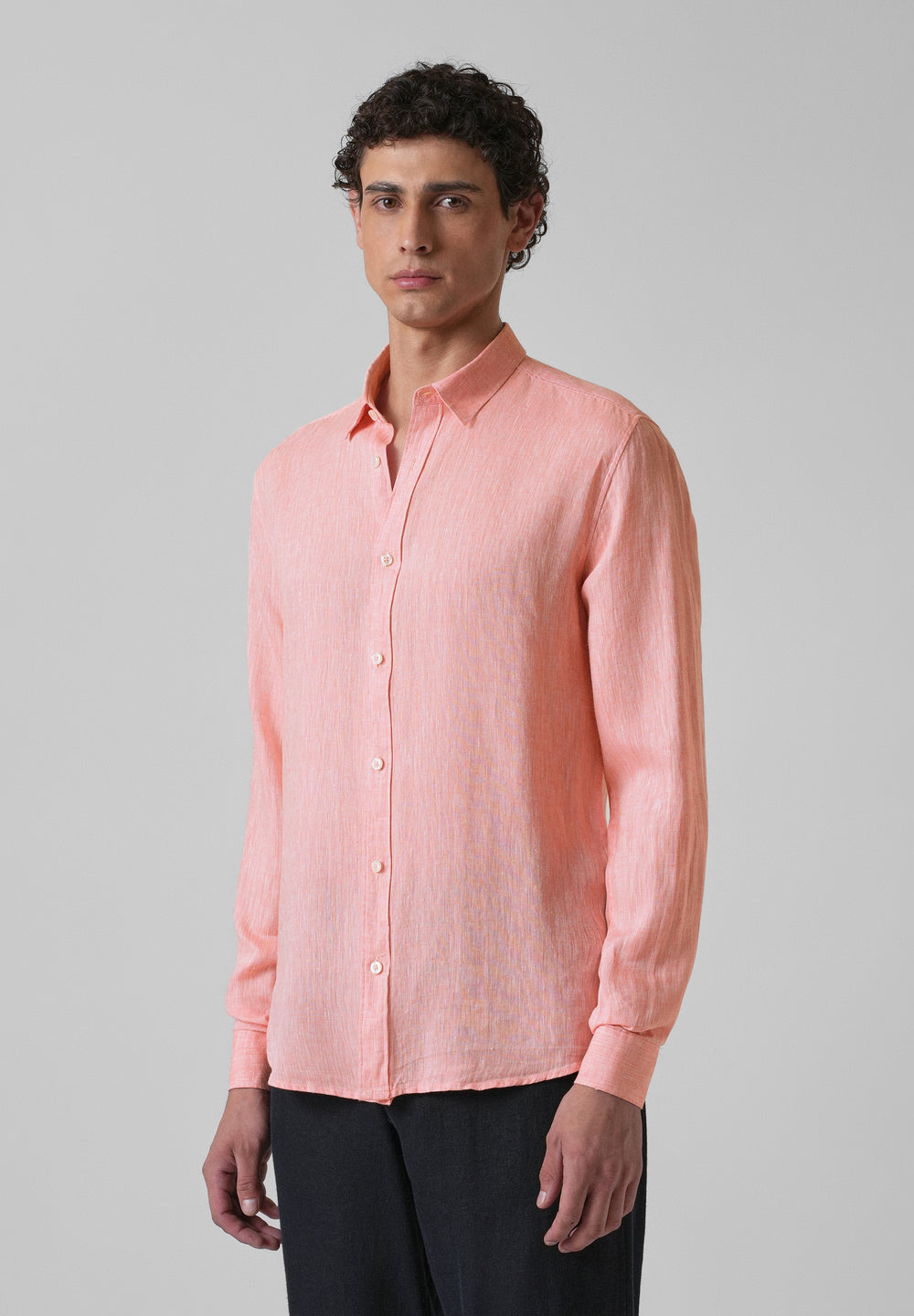 100% Pure Irish Light Peach Linen Shirt