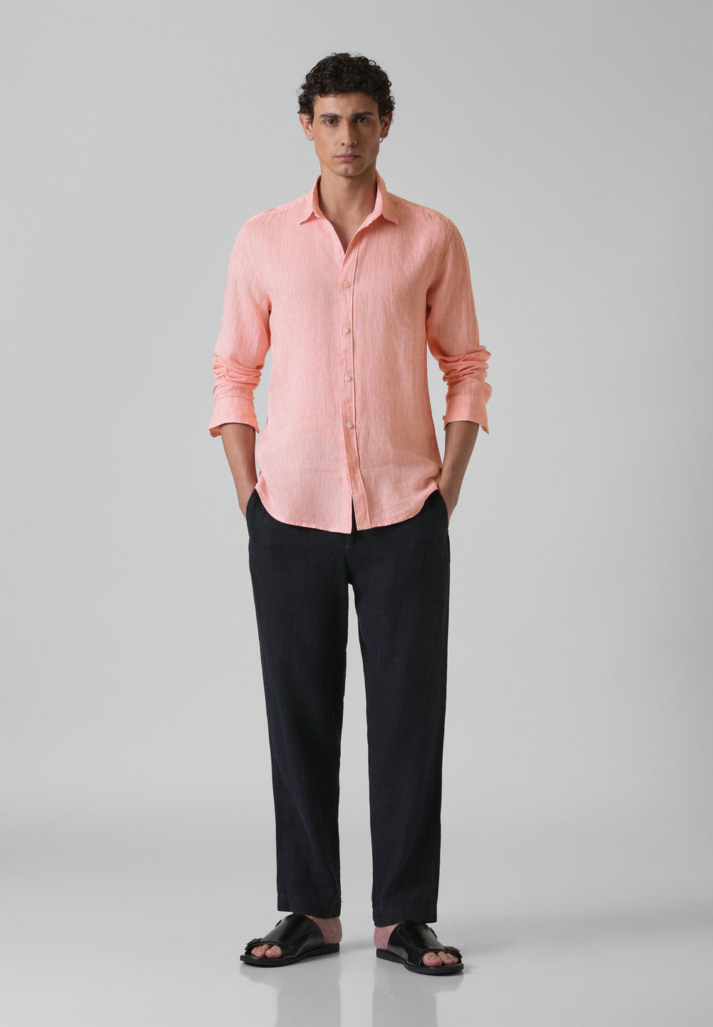 100% Pure Irish Light Peach Linen Shirt