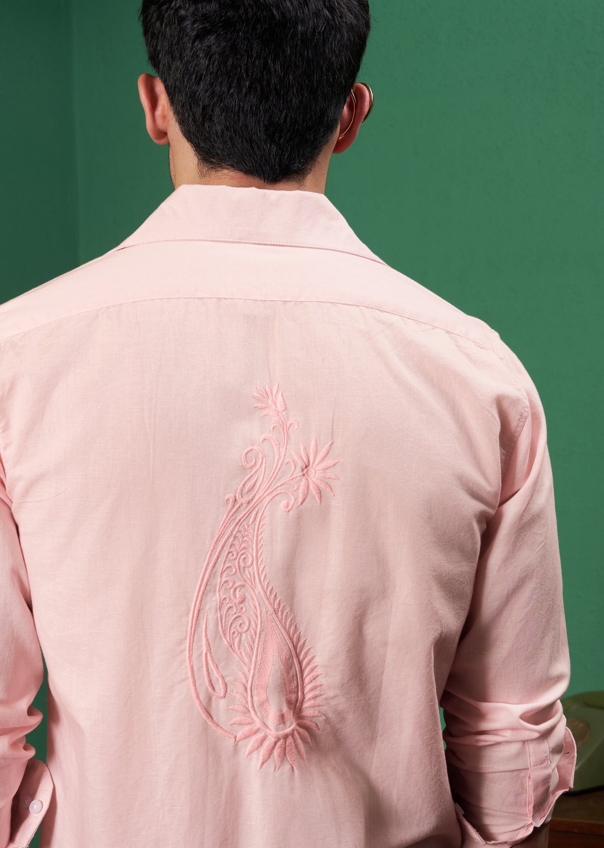 Light Pink Embroidered Linen Shirt
