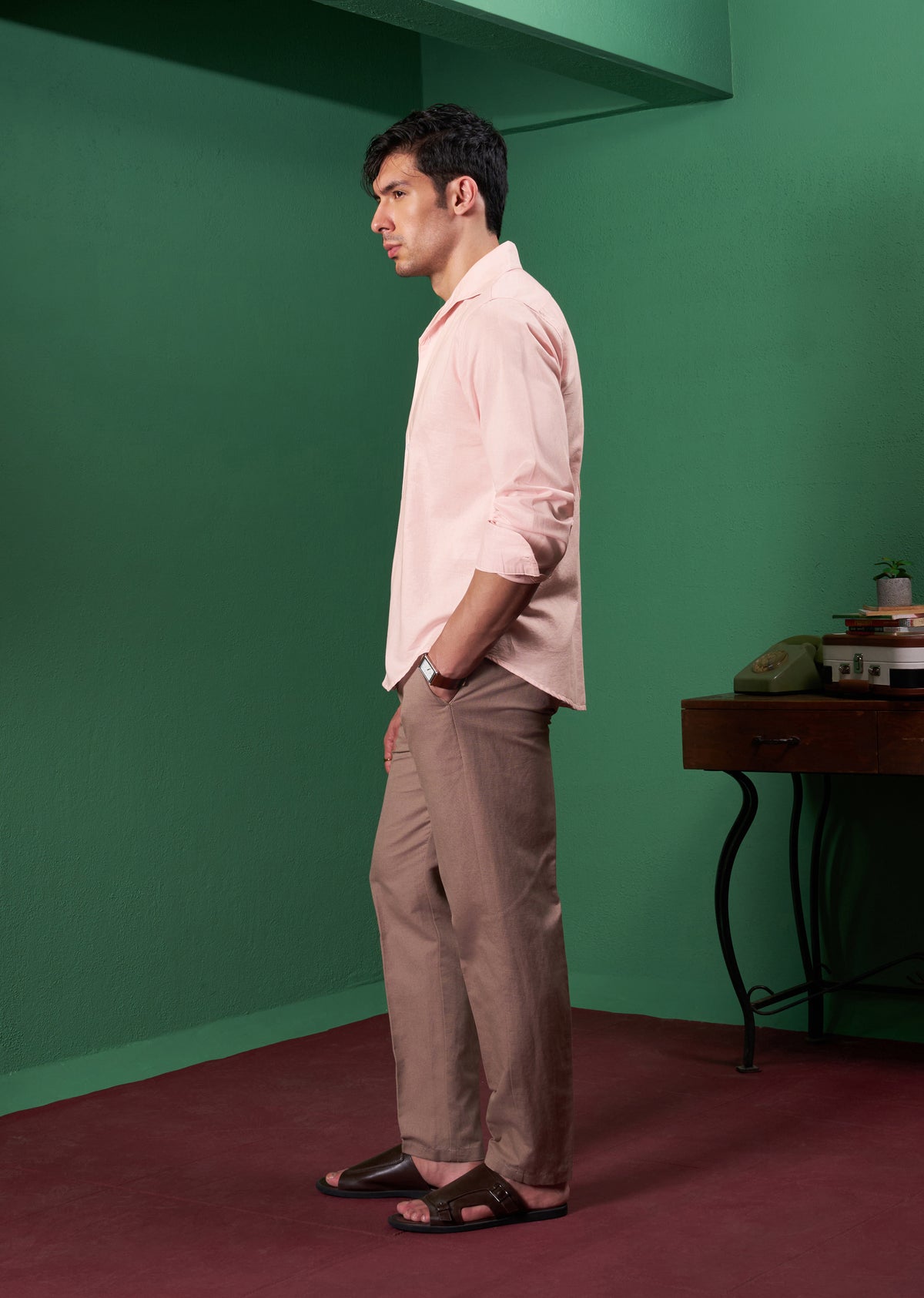 Light Pink Embroidered Linen Shirt