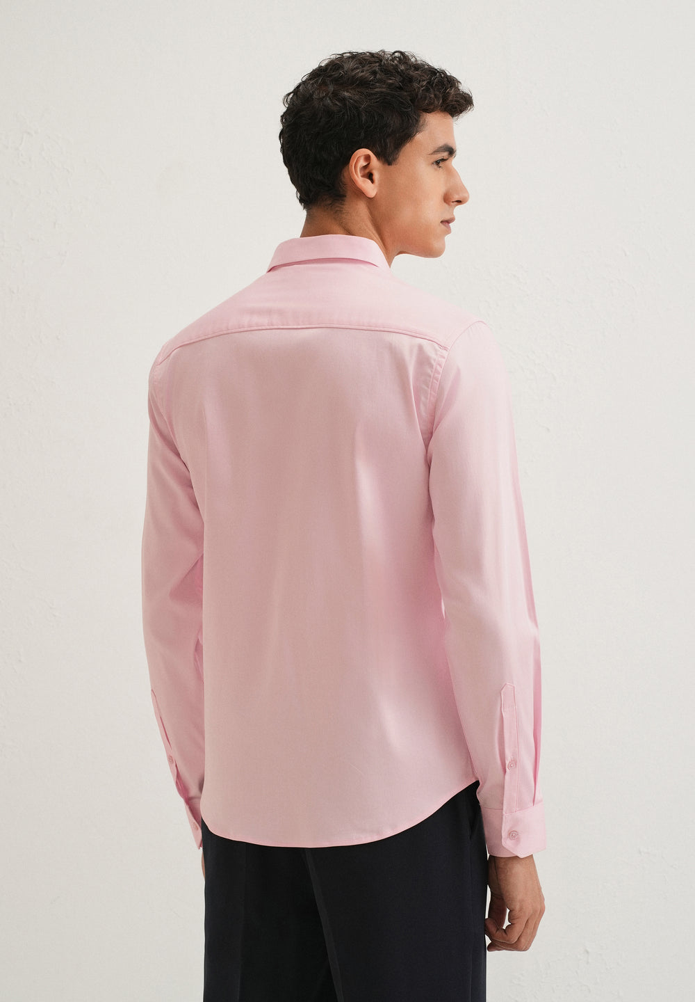 Light Pink Front Panel Open Pleat Shirt