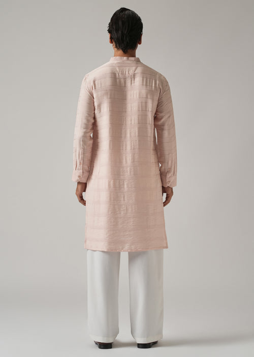 Light Pink Nylon Subtle Stripe Kurta