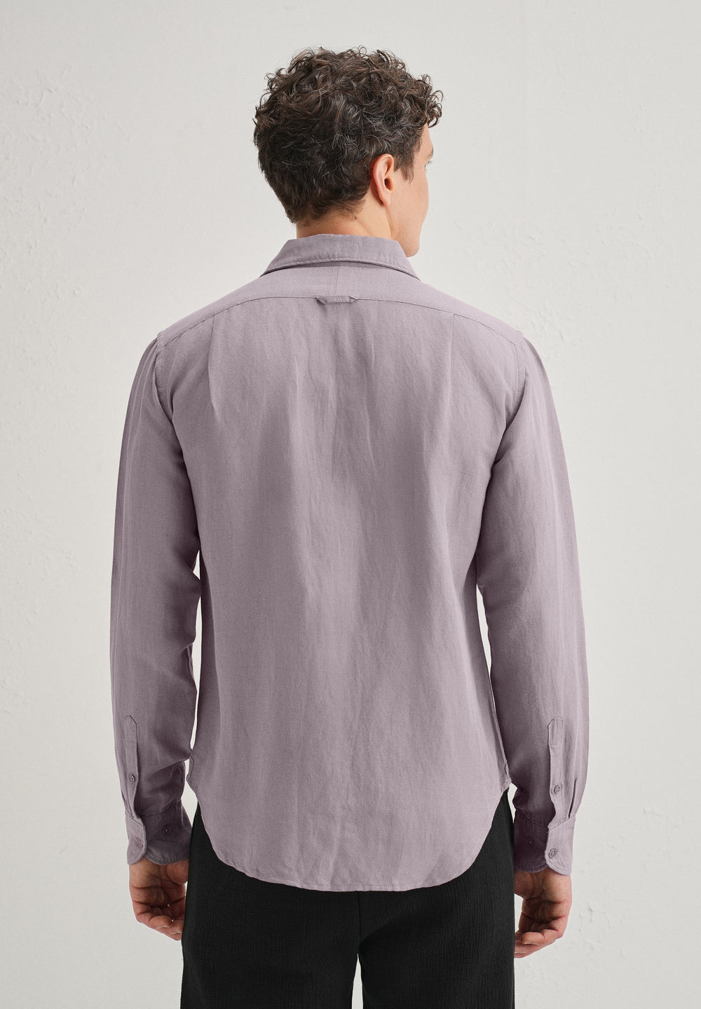 Light Purple Plain Linen Viscose Shirt