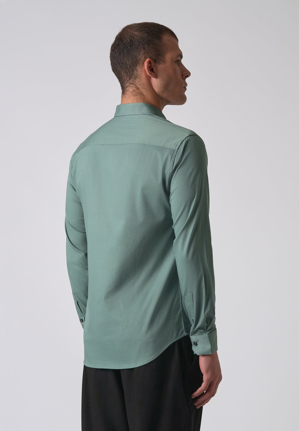 Light Sea Green Cotton Stretch Plain Shirt