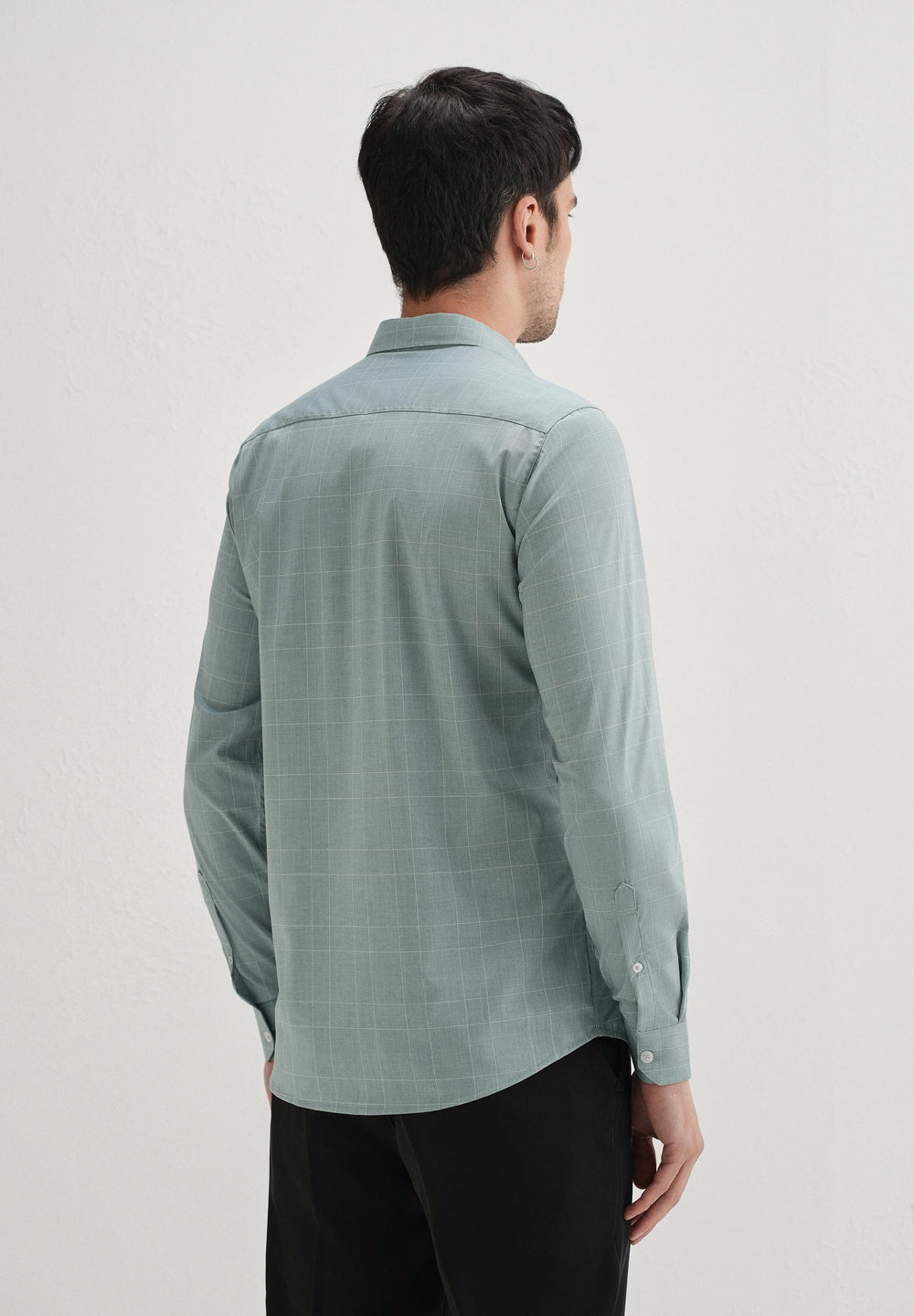 Light Teal Windowpane Check Shirt