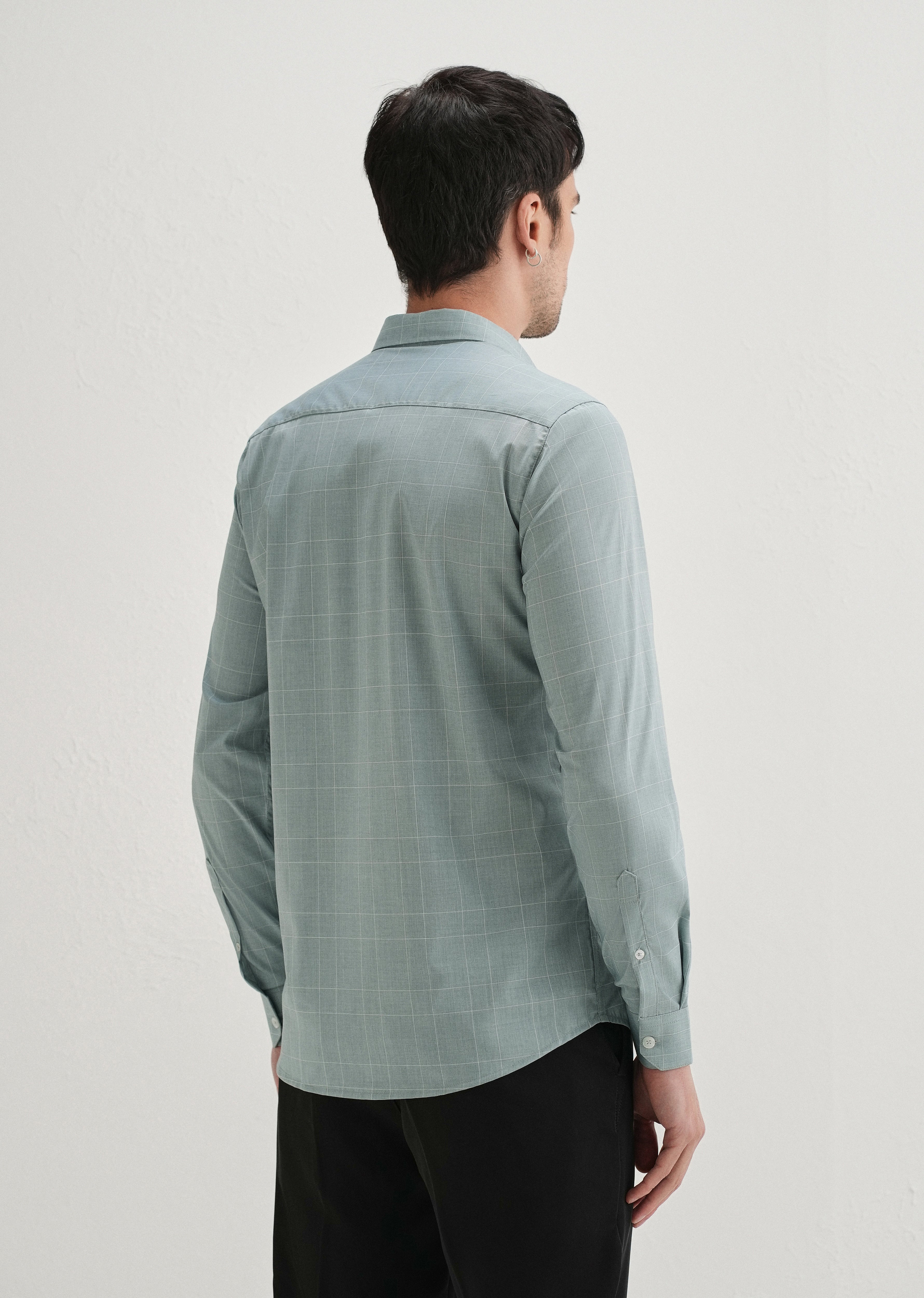 Light Teal Windowpane Check Shirt