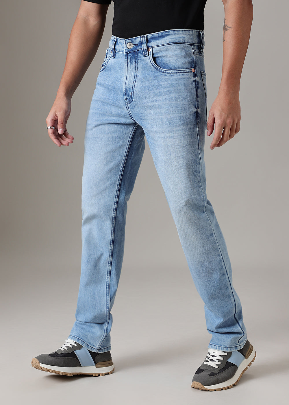 Light Wash Blue Straight Fit Denim