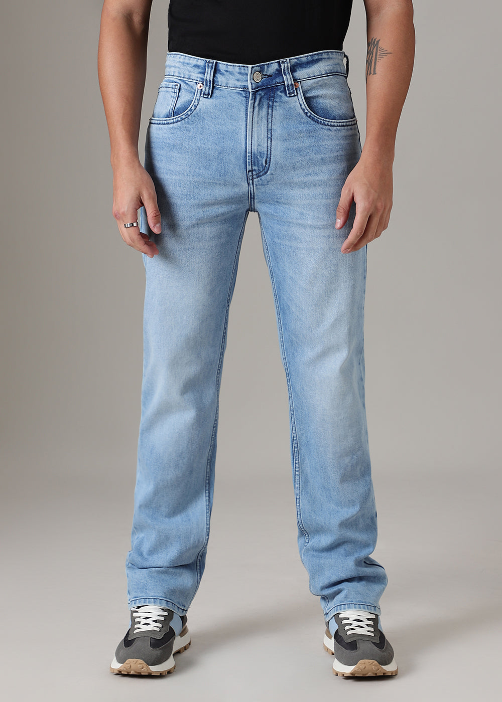 Light Wash Blue Straight Fit Denim