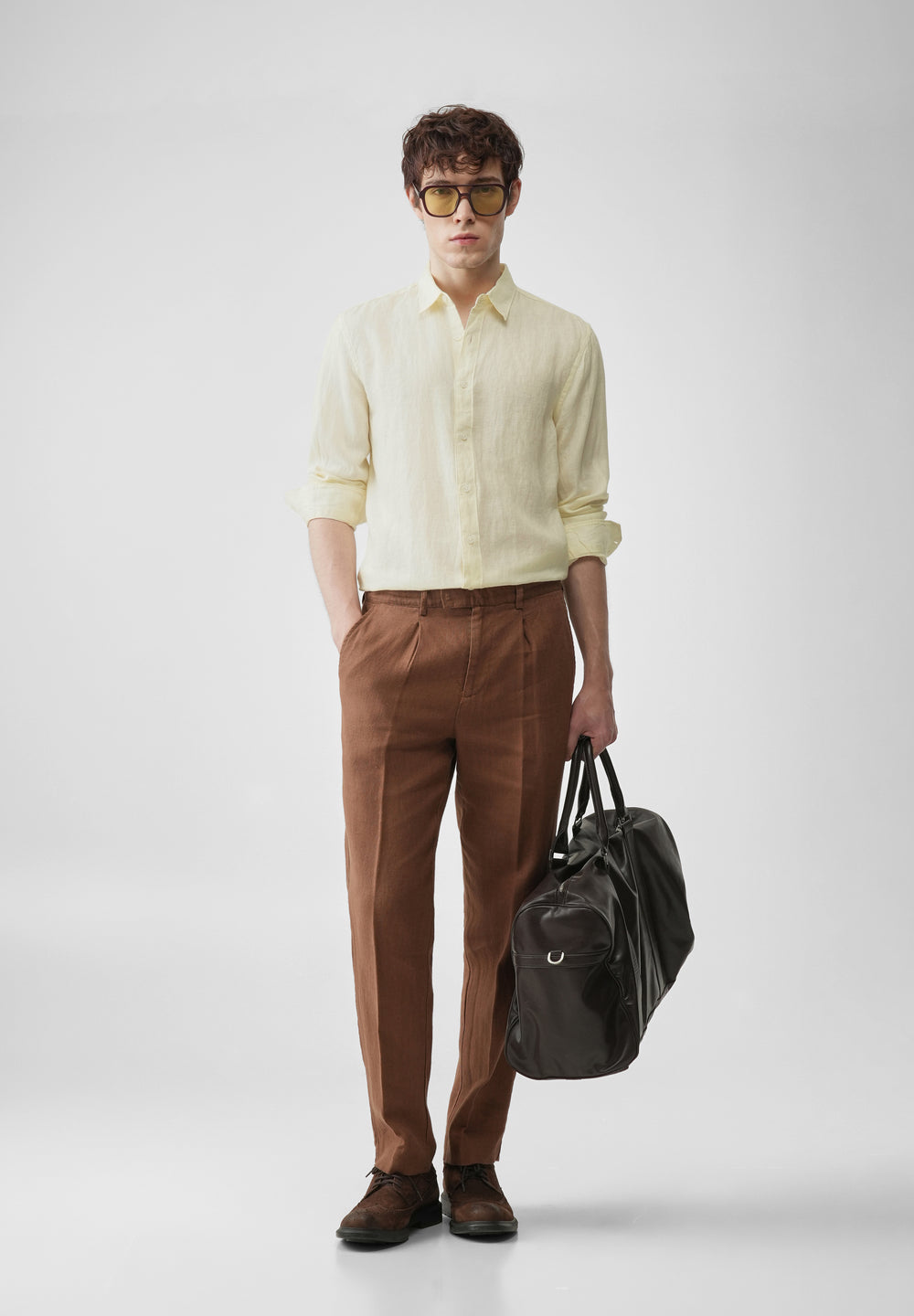 Light Yellow 100% Pure Linen Shirt