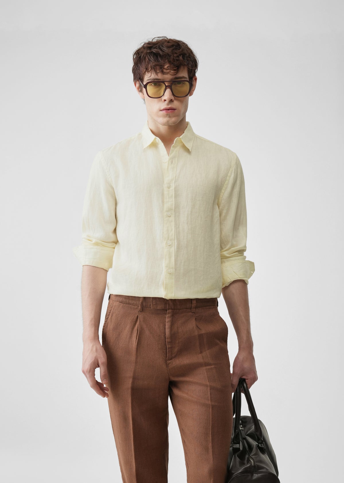 Light Yellow 100% Pure Linen Shirt