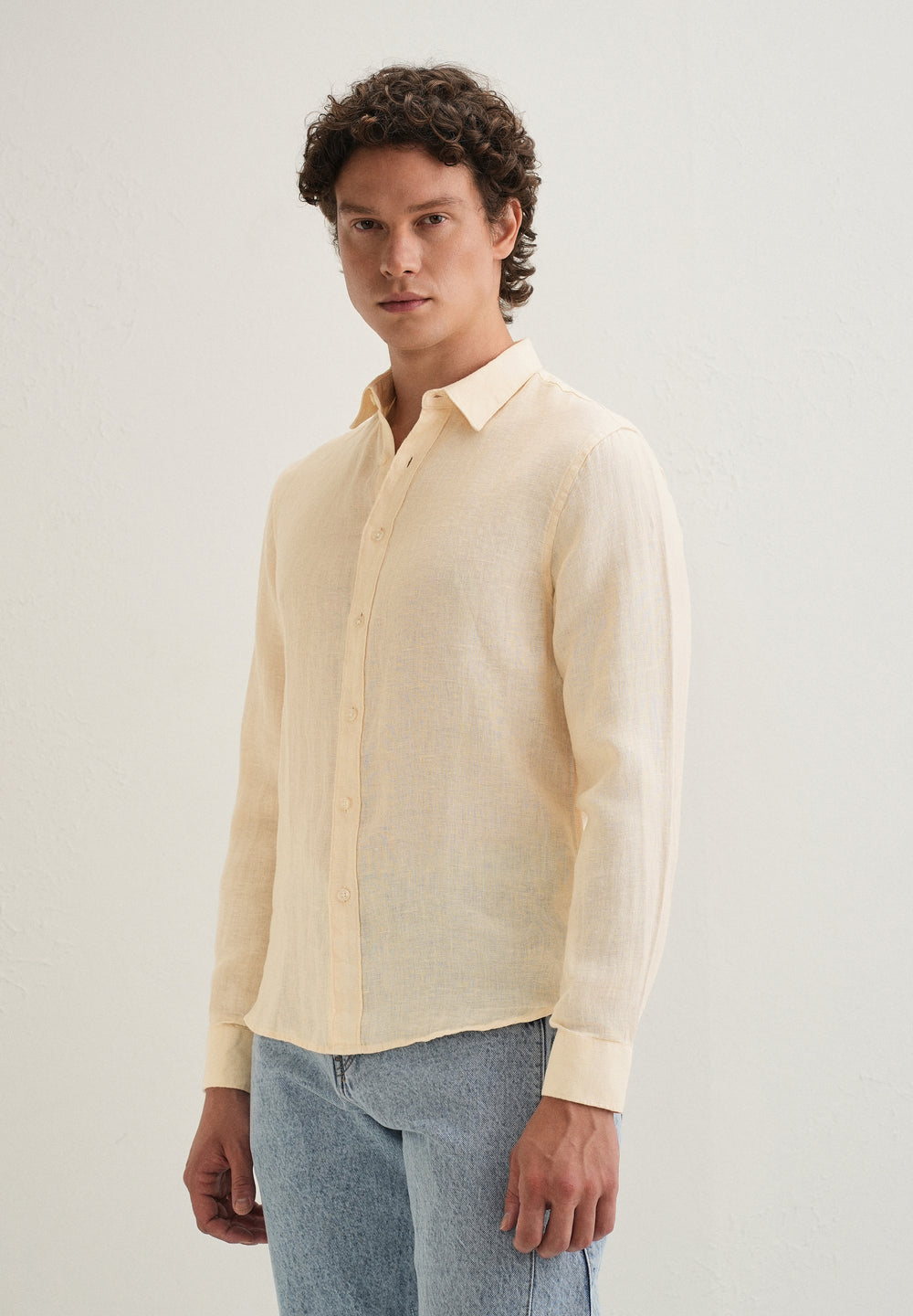 Light Yellow Pure Linen Shirt