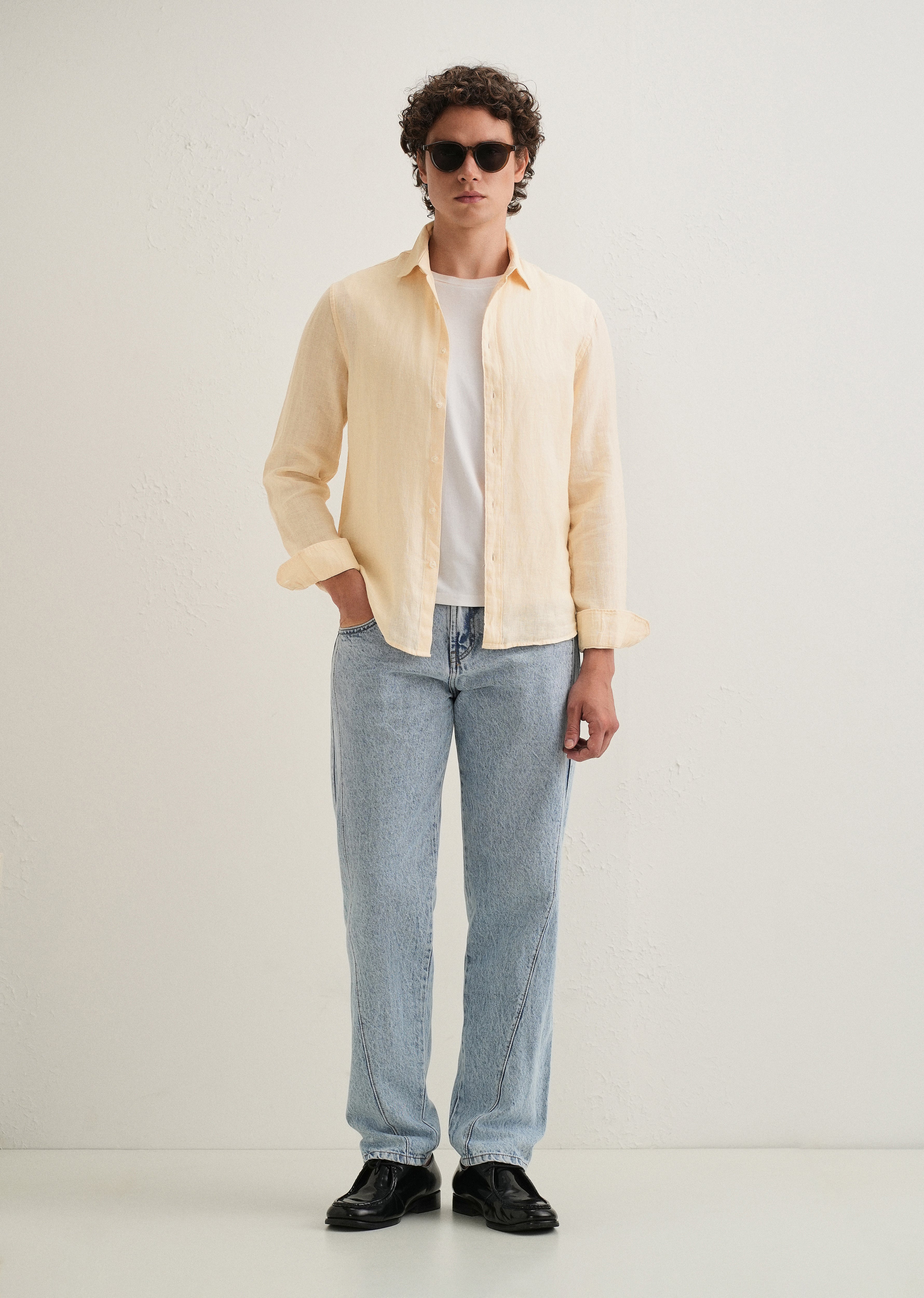 Light Yellow Pure Linen Shirt