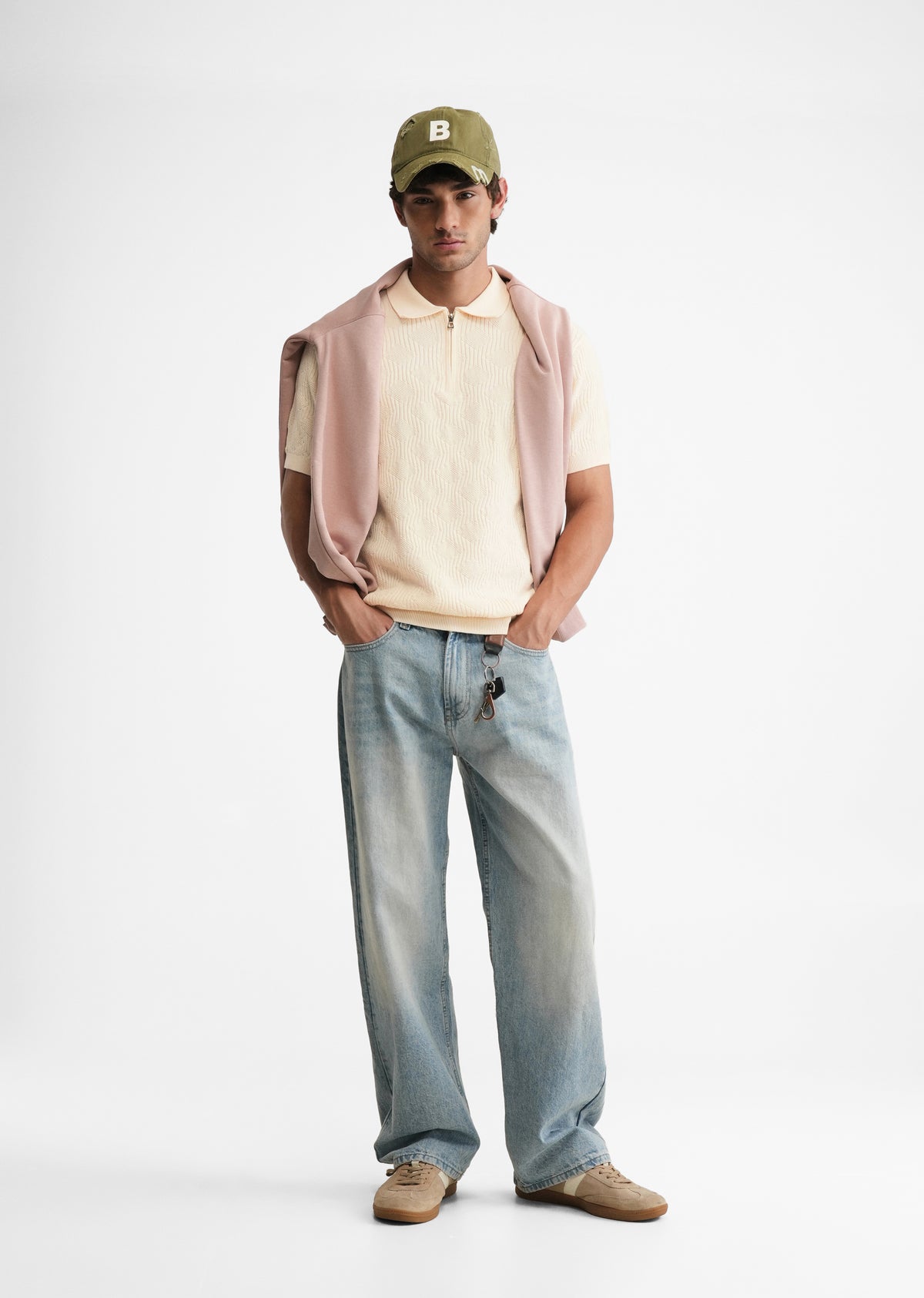 Light Yellow Textured Knitted Polo
