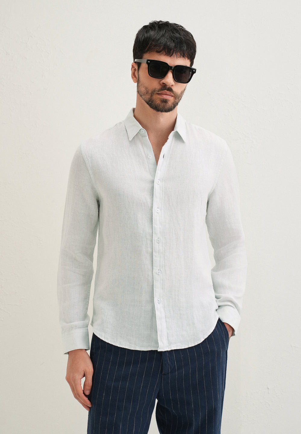 Light Aqua Pure Linen Shirt